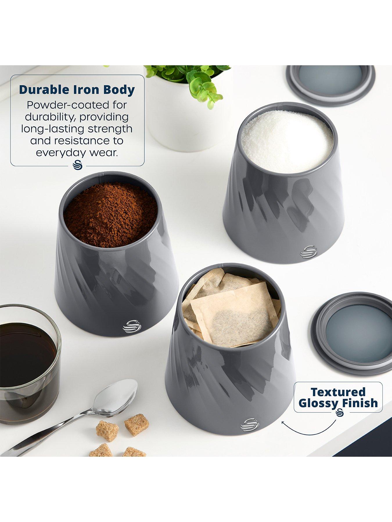 Image 3 of 6 of Swan Set of 3 Canisters - Grey
