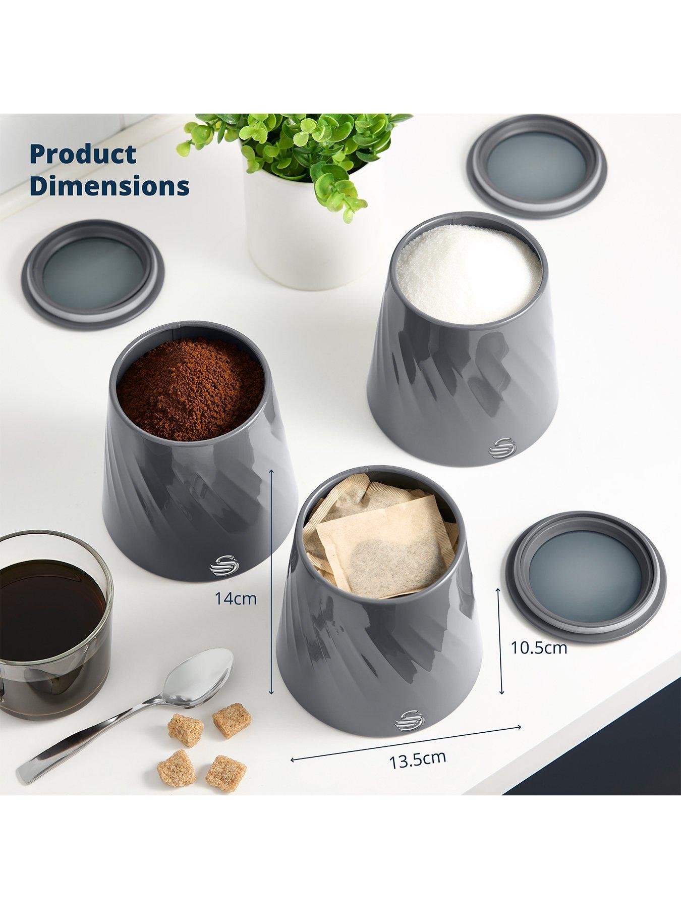 Image 5 of 6 of Swan Set of 3 Canisters - Grey