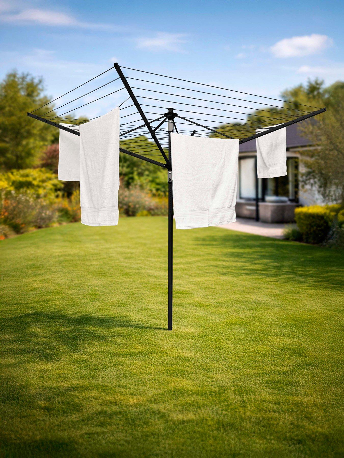 Swan Stealth 60m Rotary Airer with Cover  &  Peg Bag, Aluminium, Matt Black