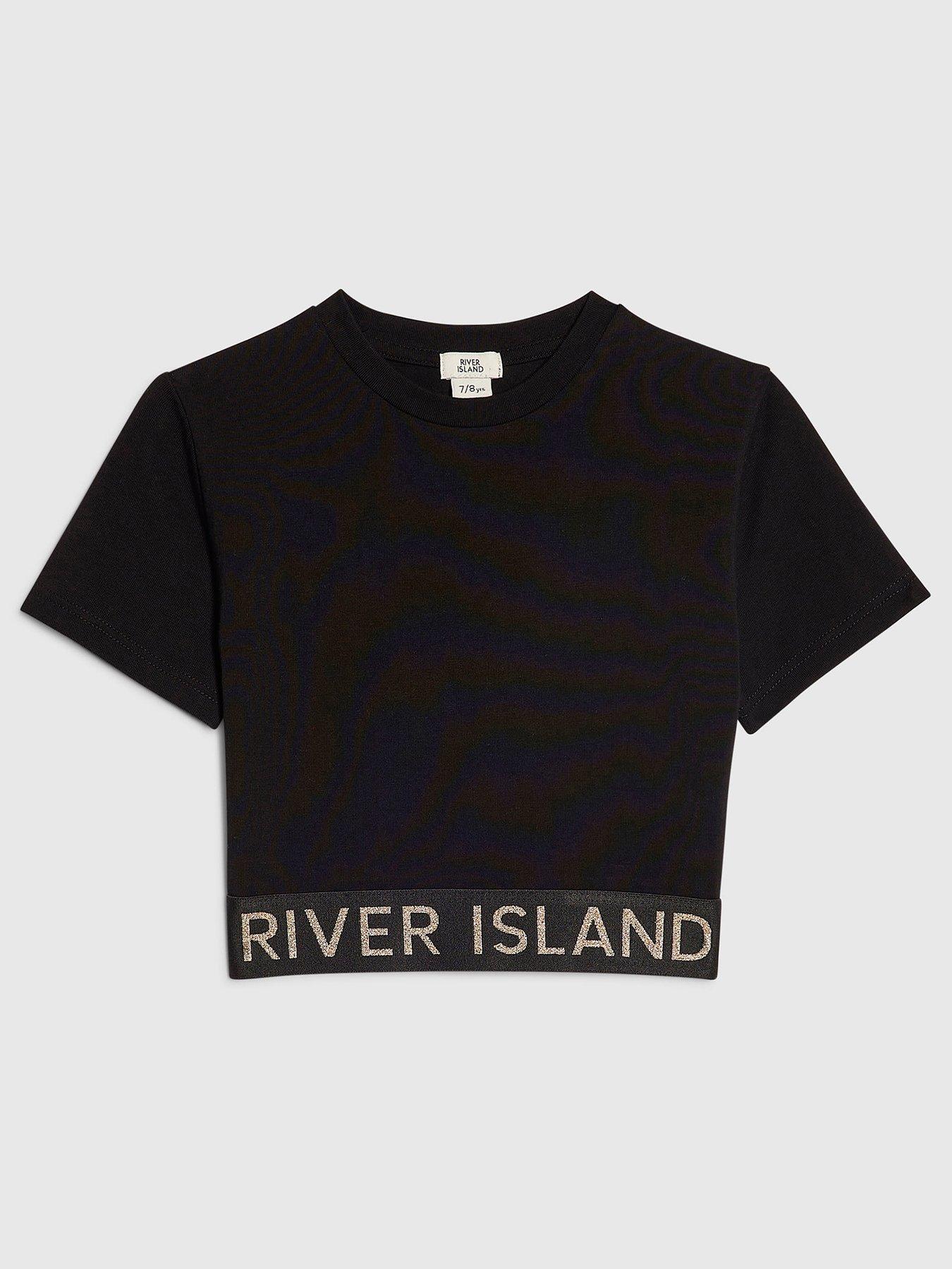 River Island Older Girls Waistband Cut Out Top - Black