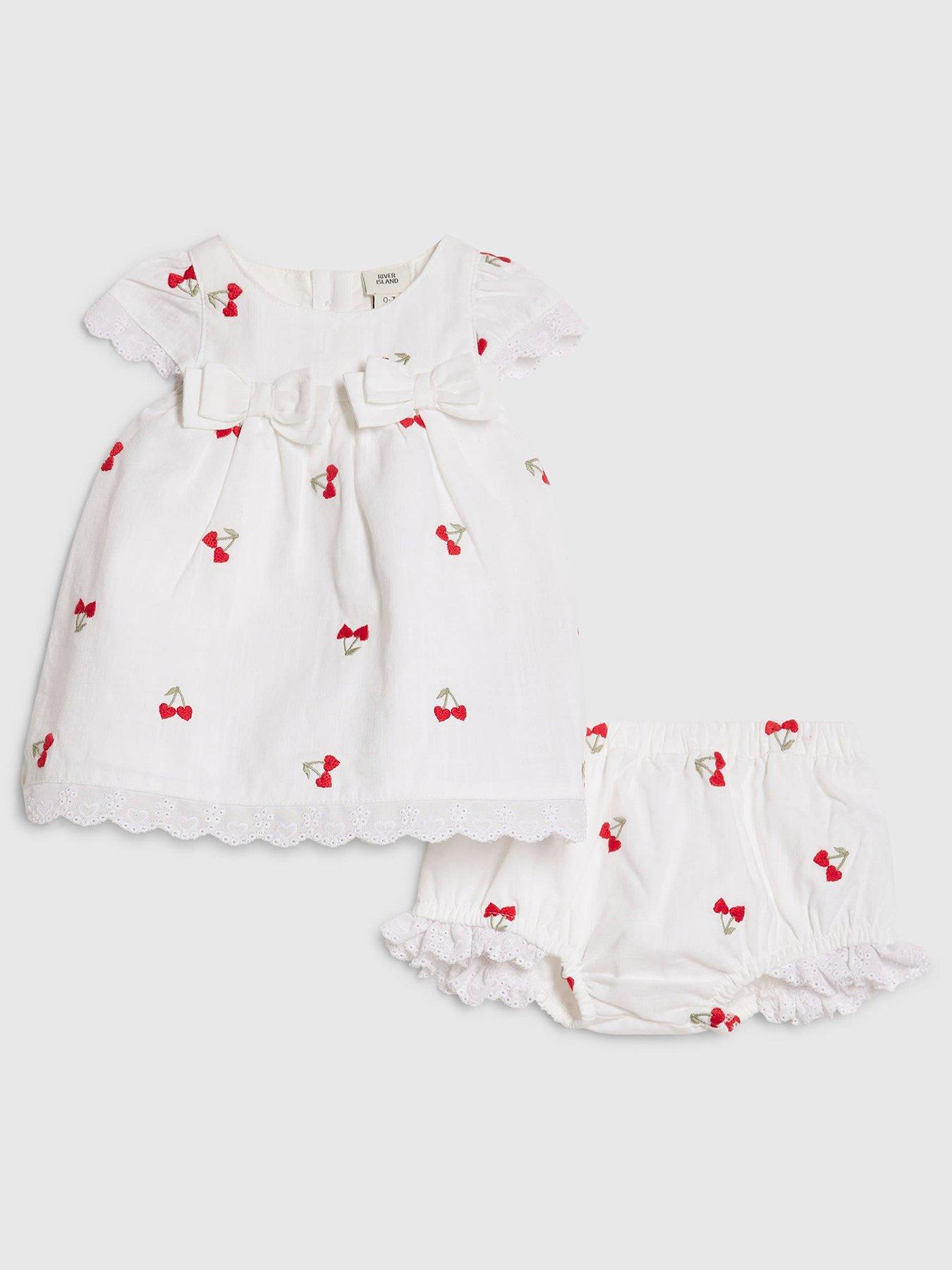 River Island Baby Girls Heart Cherry Dress Set - White