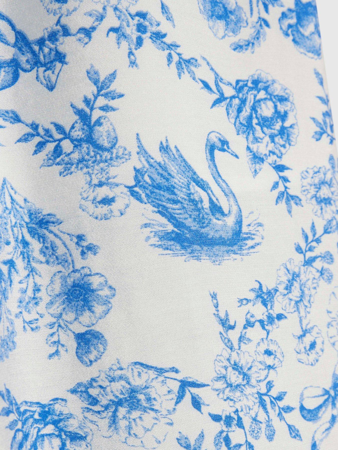 Image 4 of 4 of River Island Older Girls Floral Santorini Toile Trousers - Blue