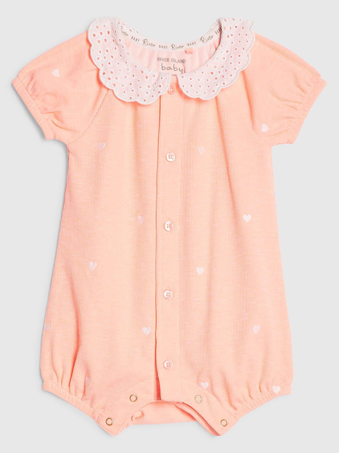 River Island Baby Girls Frill Heart Romper - Orange