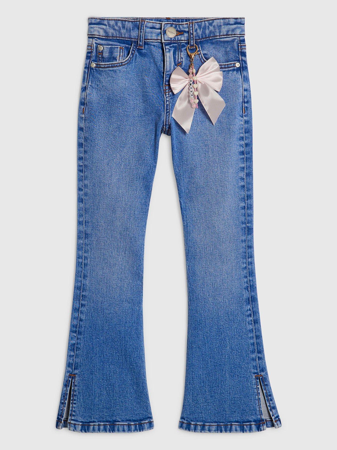 River Island Older Girls Flared Keychain Jeans - Blue