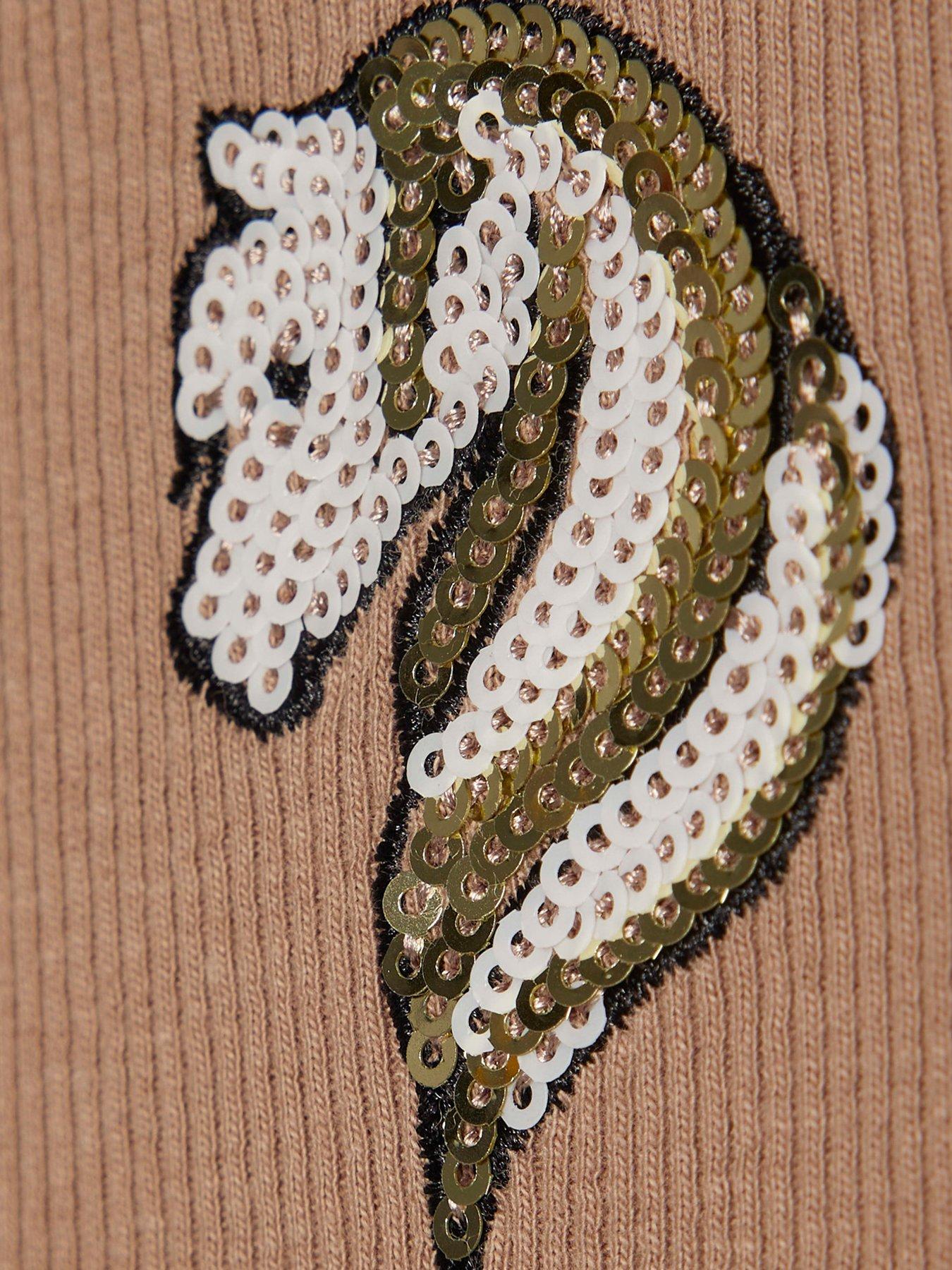Image 4 of 4 of River Island Older Girls Embellished Cowboy Tank Top - Brown