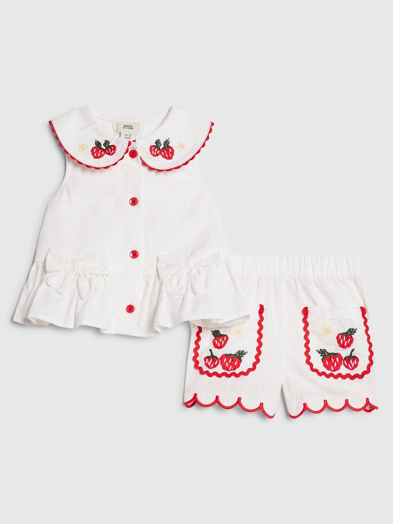 River Island Baby Girls Strawberry Peplum Blouse Set - White