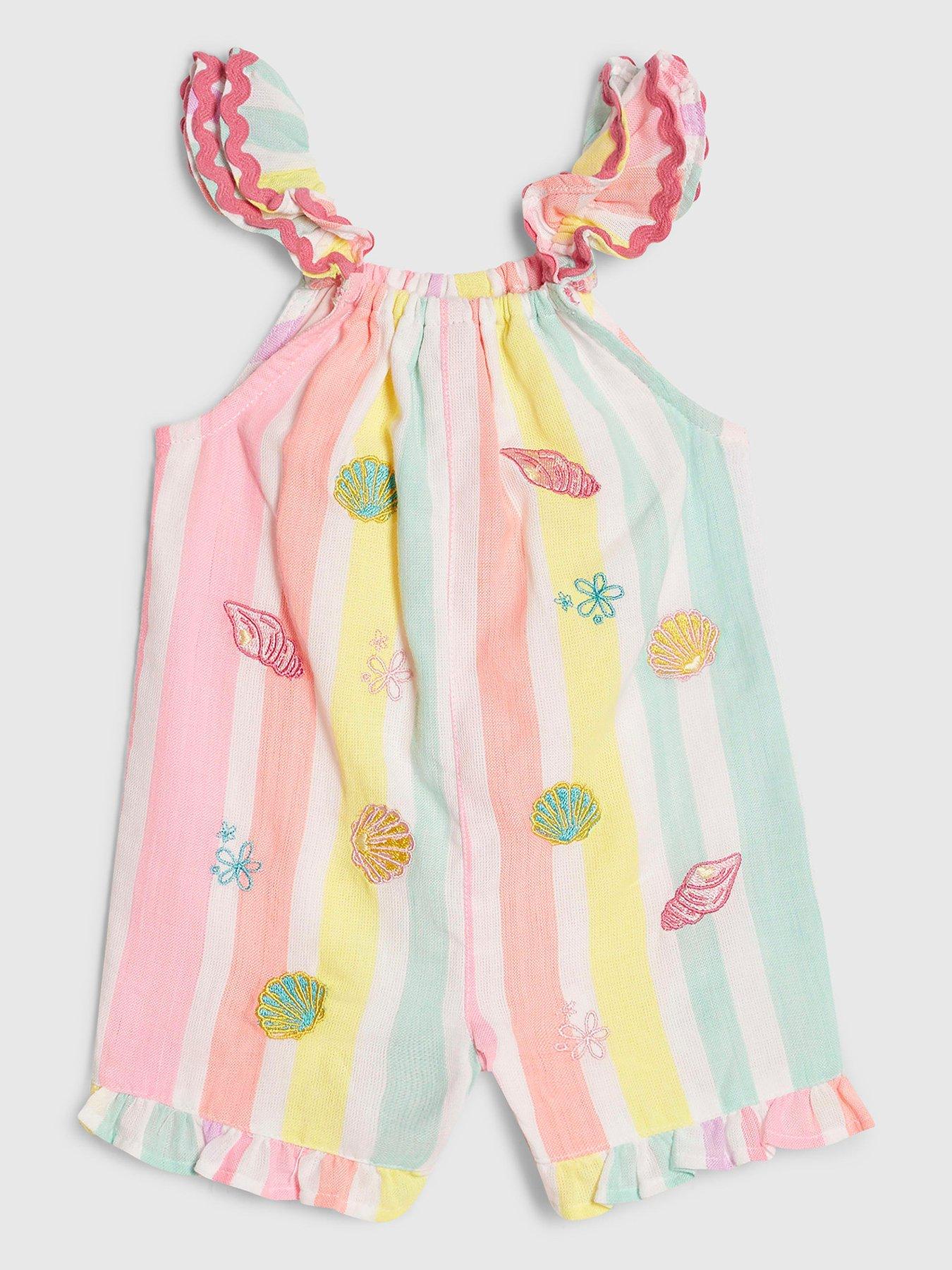 River Island Baby Girls Stripe Seashell Rompersuit - Pink in Multi