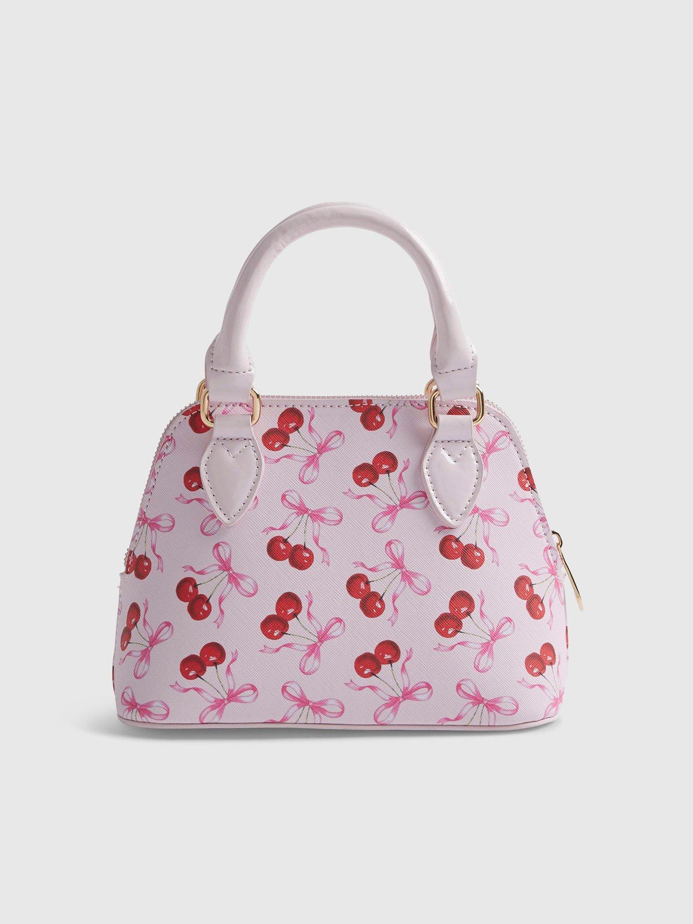 Image 3 of 5 of River Island Older Girls Cherry Bow Cross Body Bag - Pink