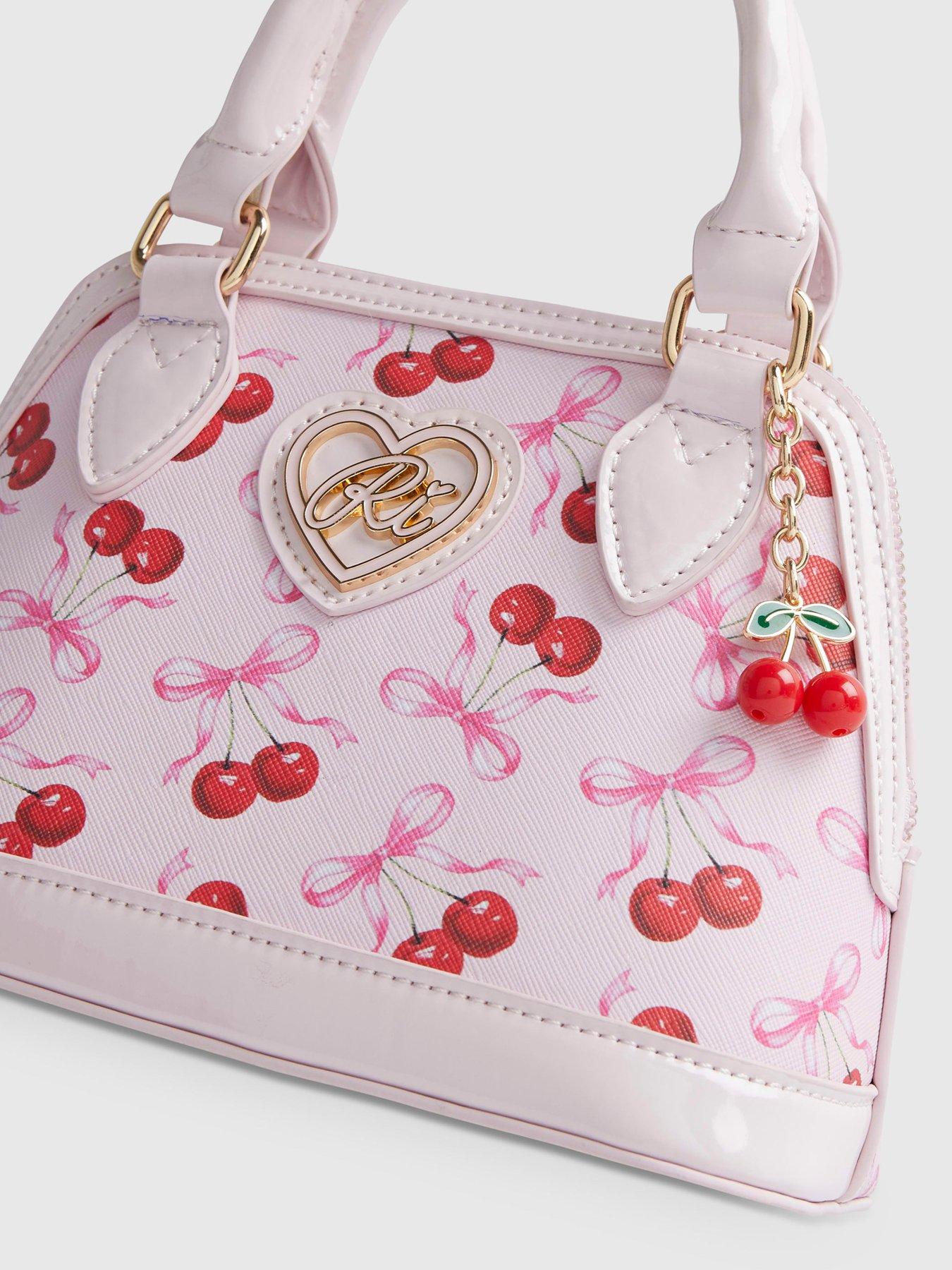 Image 4 of 5 of River Island Older Girls Cherry Bow Cross Body Bag - Pink
