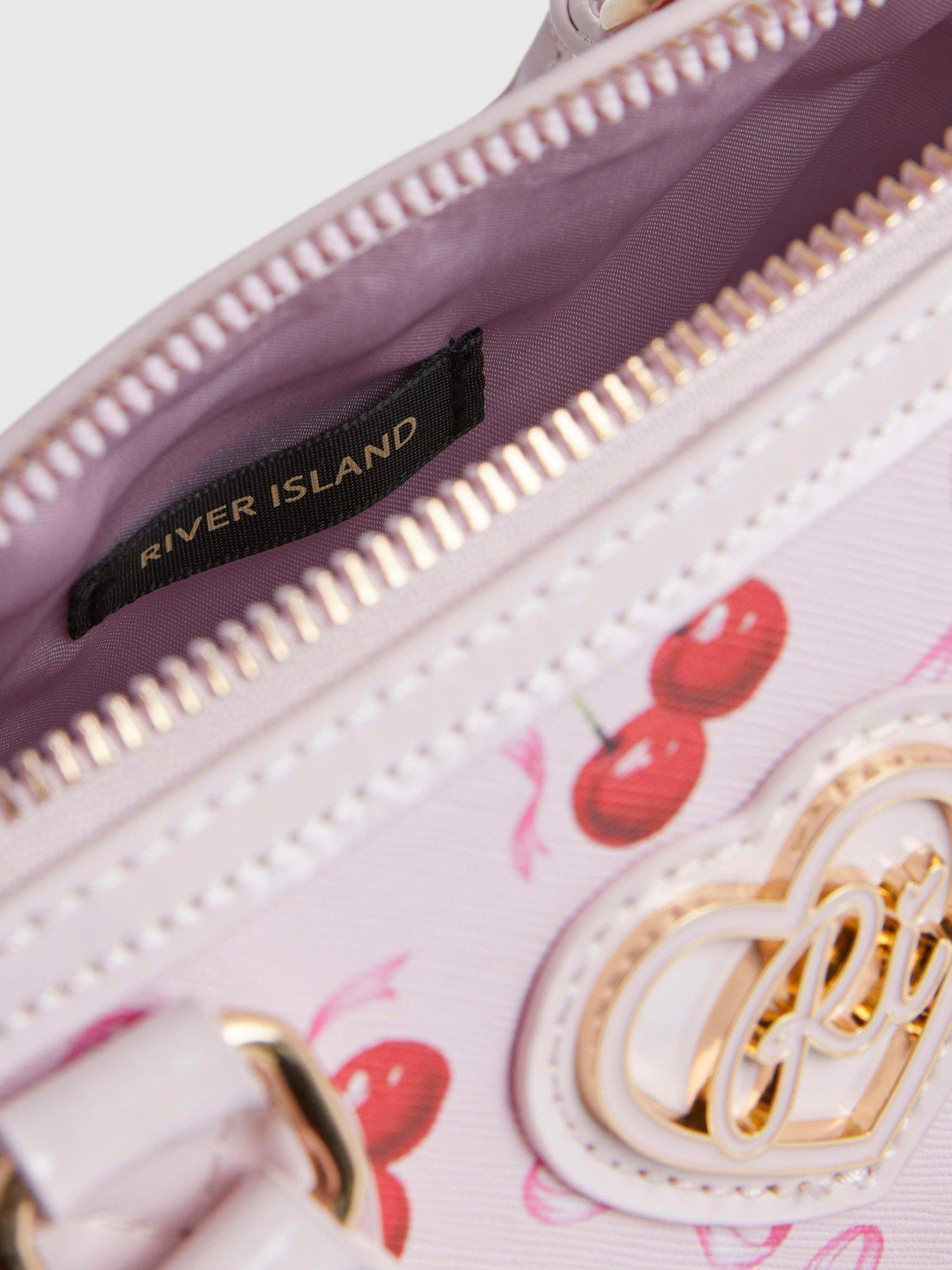 Image 5 of 5 of River Island Older Girls Cherry Bow Cross Body Bag - Pink