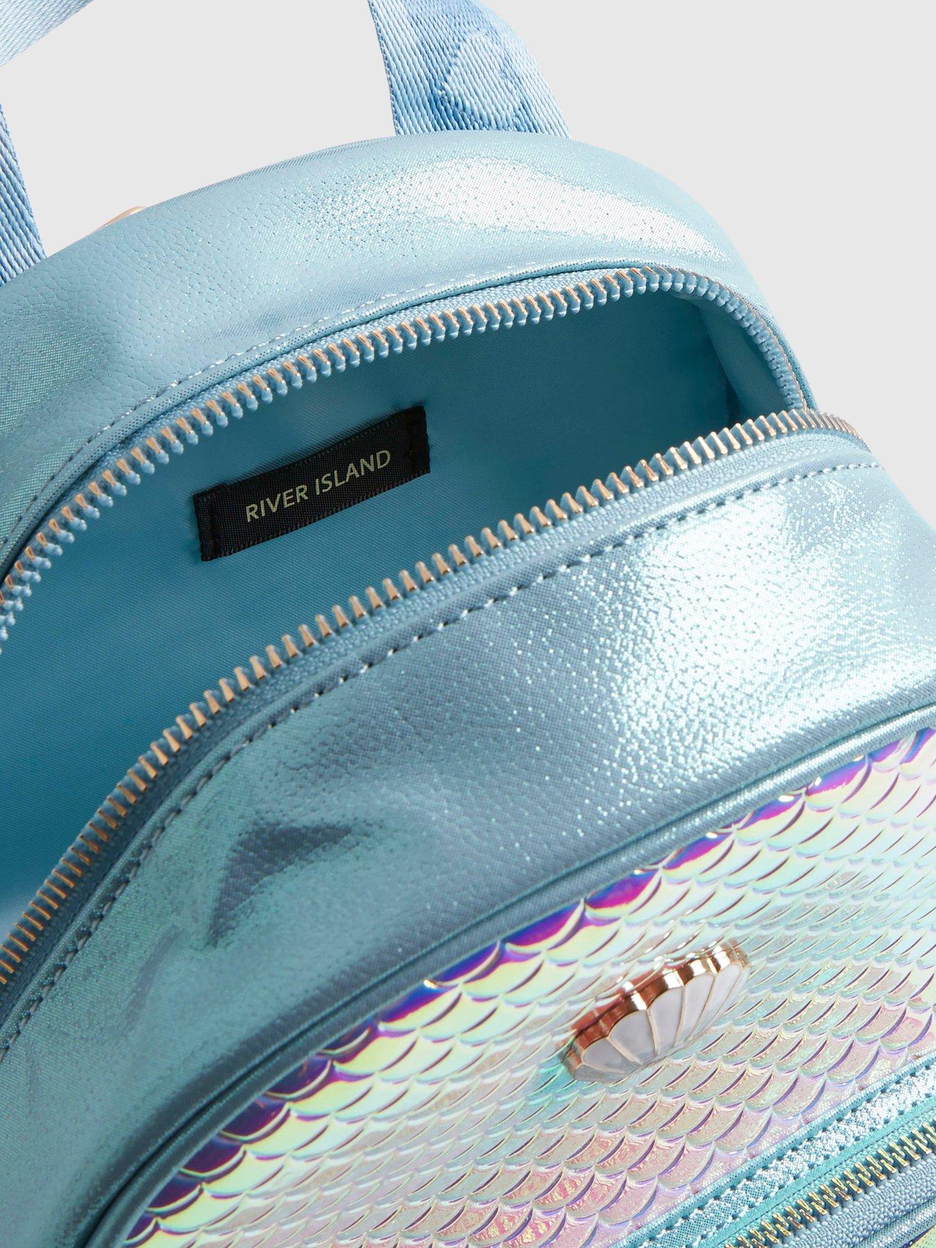 Image 4 of 5 of River Island Older Girls Iridescent Shell Backpack - Blue