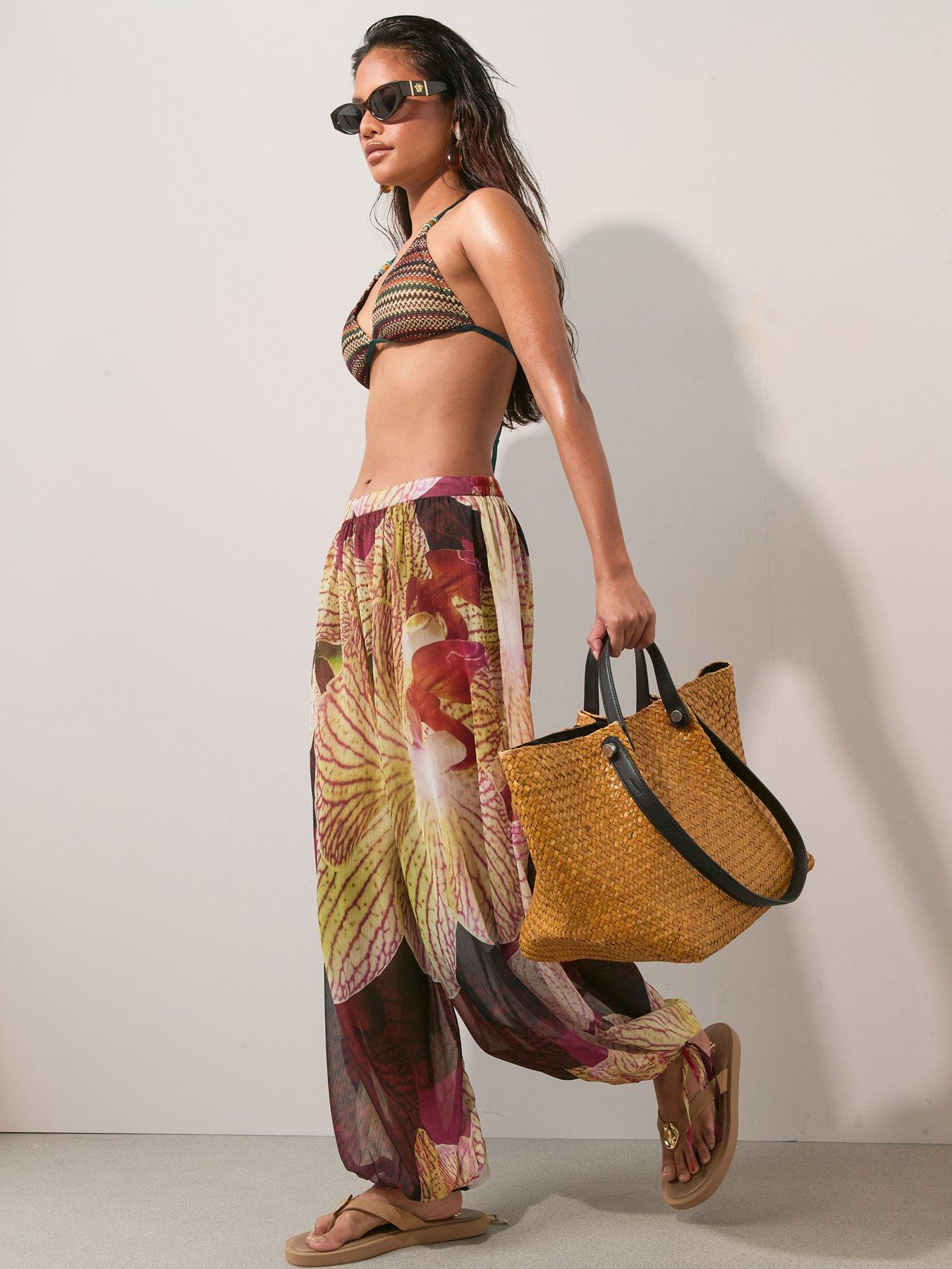 Image 3 of 6 of The Very Collection Floral Balloon Beach Trousers - Multi