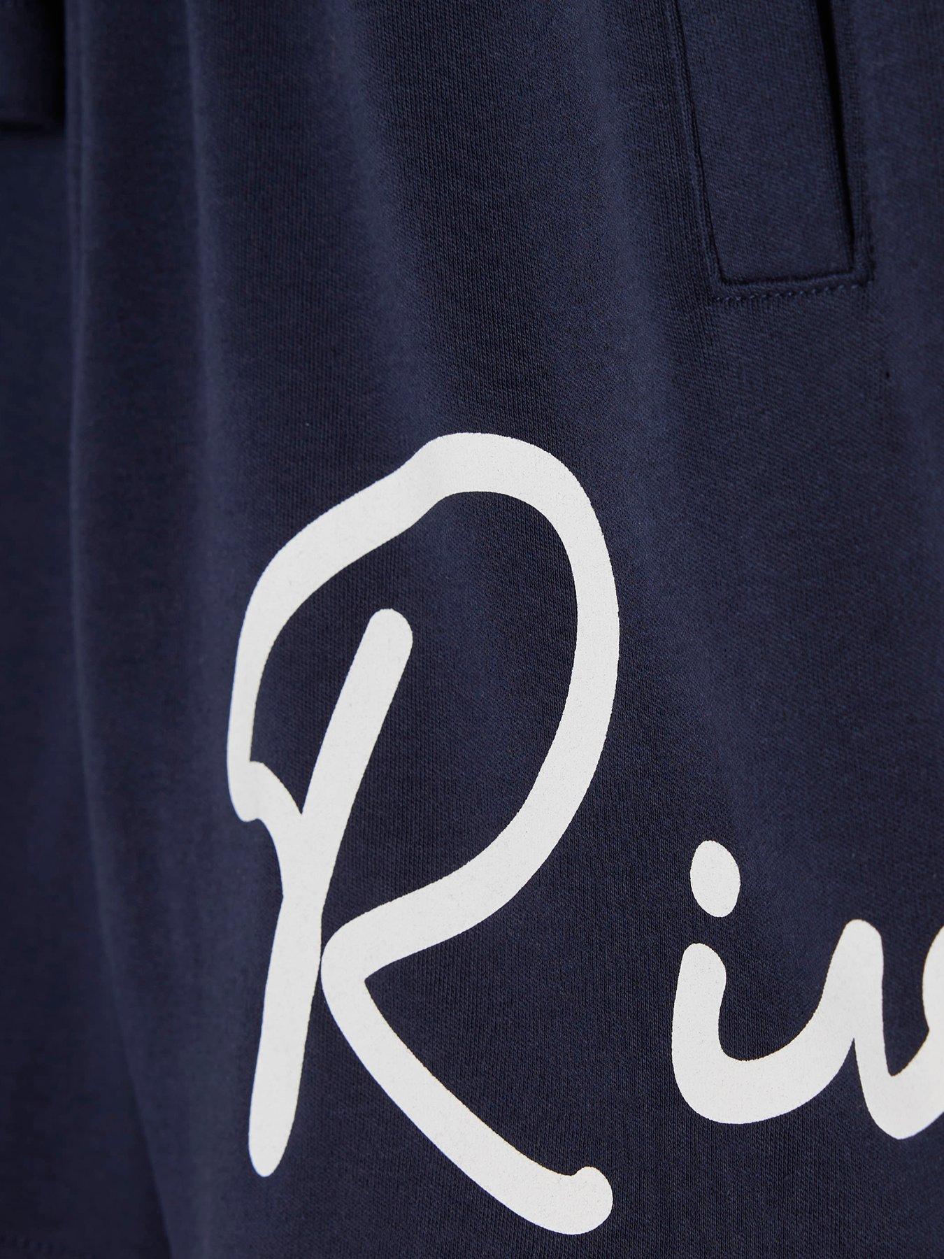 Image 4 of 5 of River Island Older Boys Scripty Polo Shirt And Shorts Set - Navy