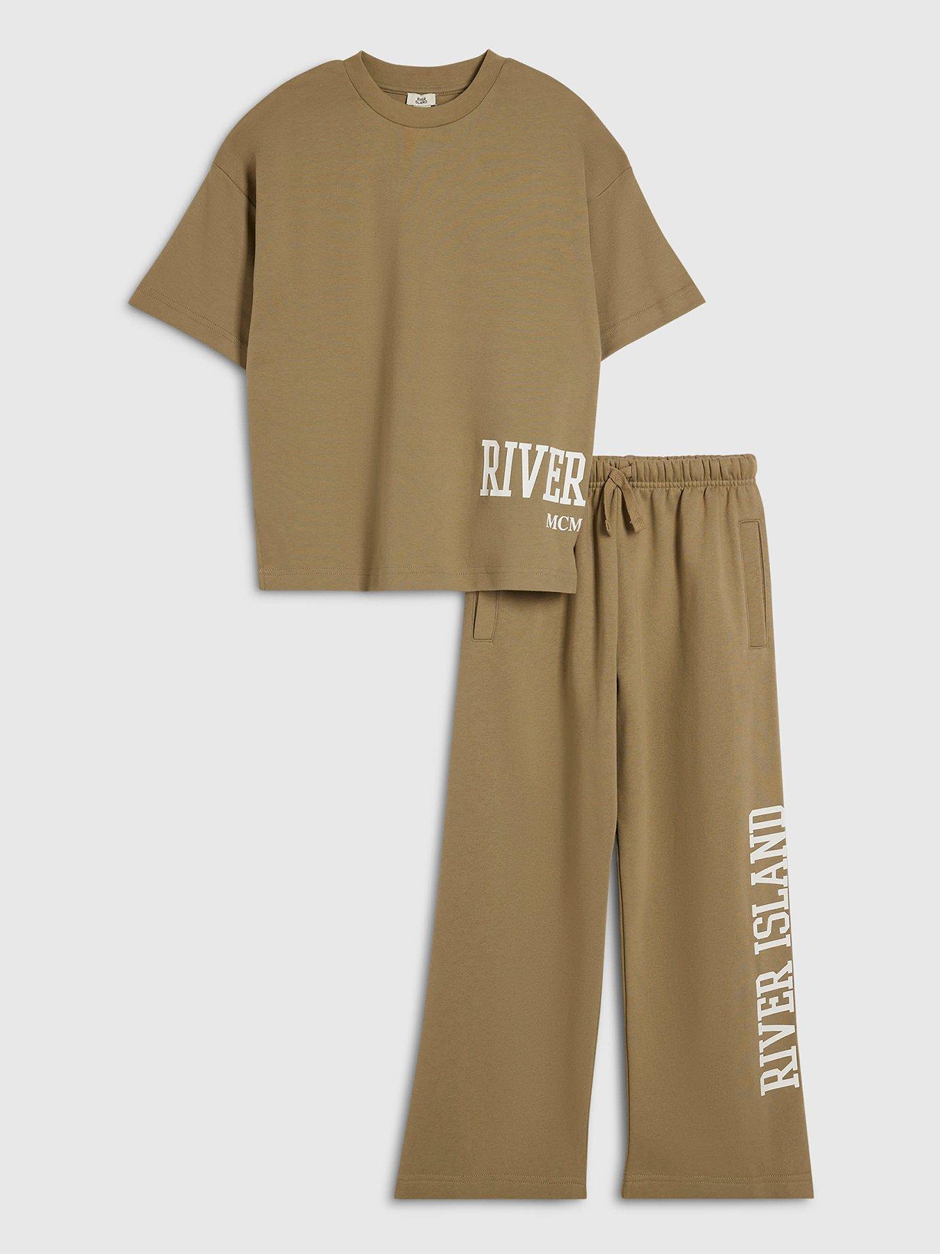 River Island Boys Ri T-Shirt And Joggers Set - Brown