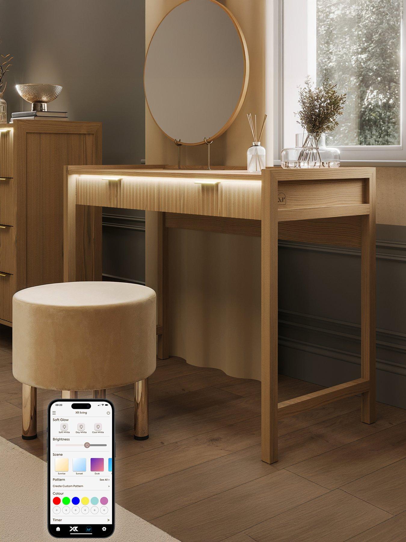 Image 1 of 7 of XR Living Dakota Dressing Table With App Control Lights - Oak