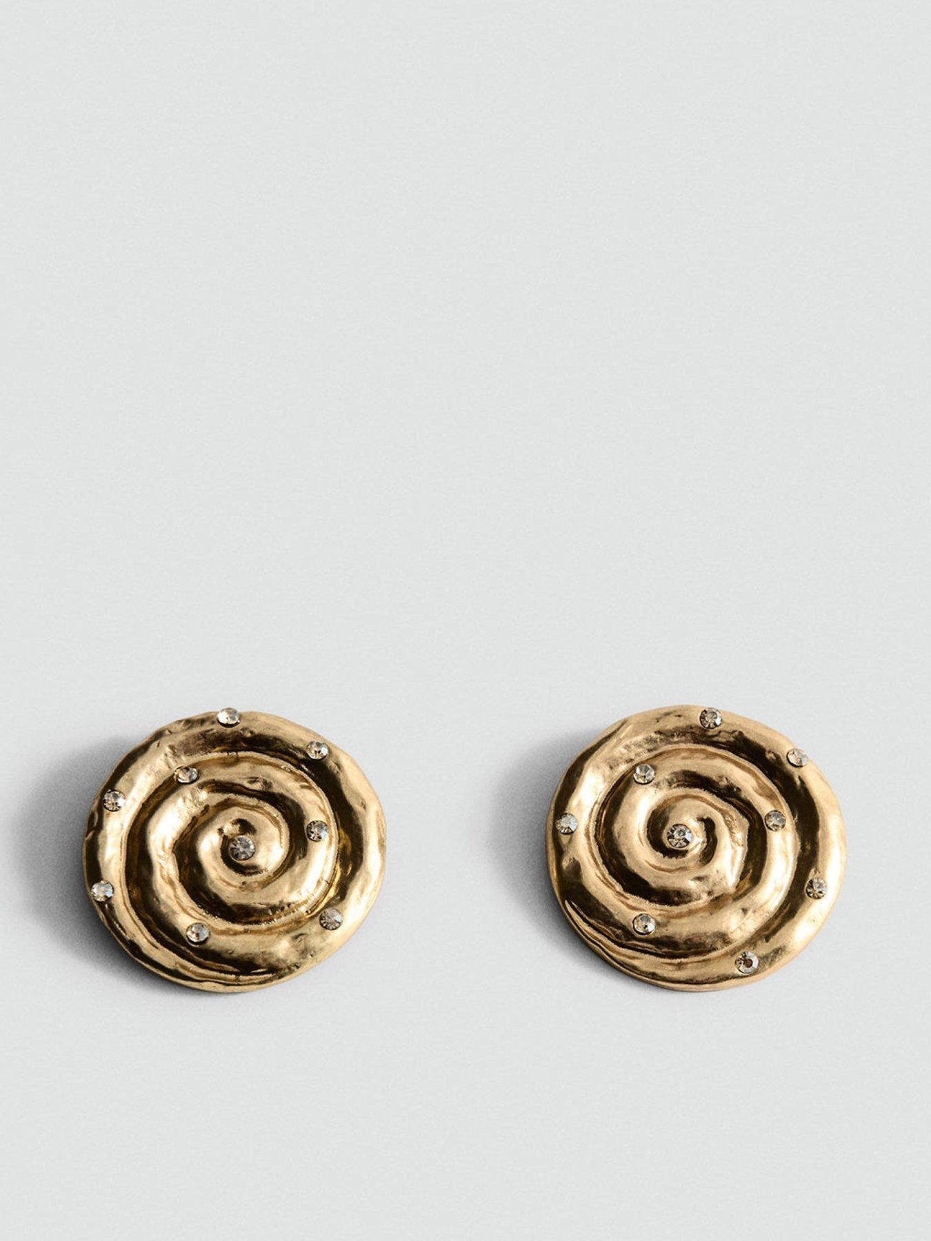 Mango Spiral Crystal Earring - Gold