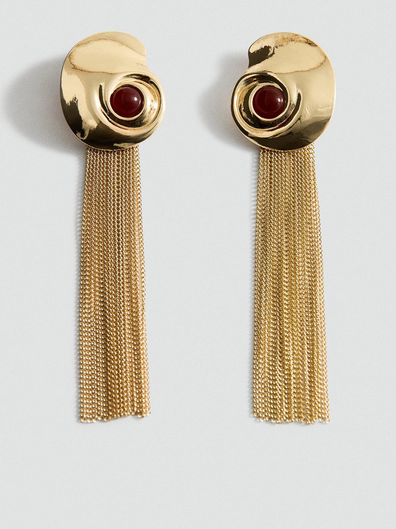Mango Embossed Spiral Earrings - Gold
