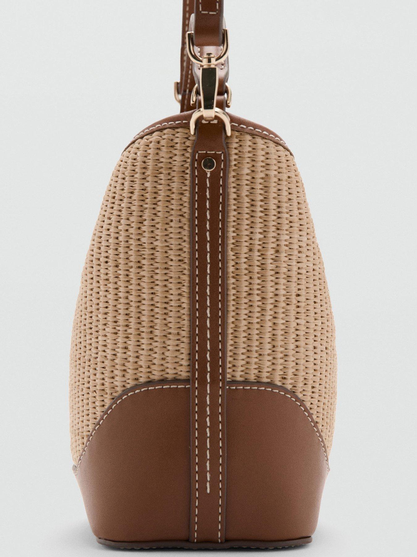 Image 3 of 5 of Mango Contrasting Canvas Bucket Bag - Brown