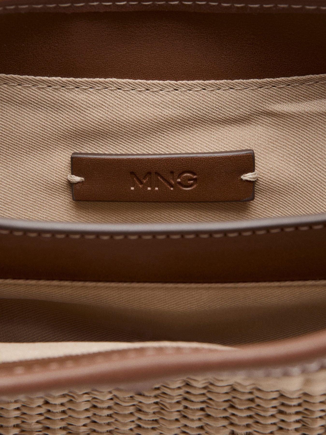 Image 5 of 5 of Mango Contrasting Canvas Bucket Bag - Brown