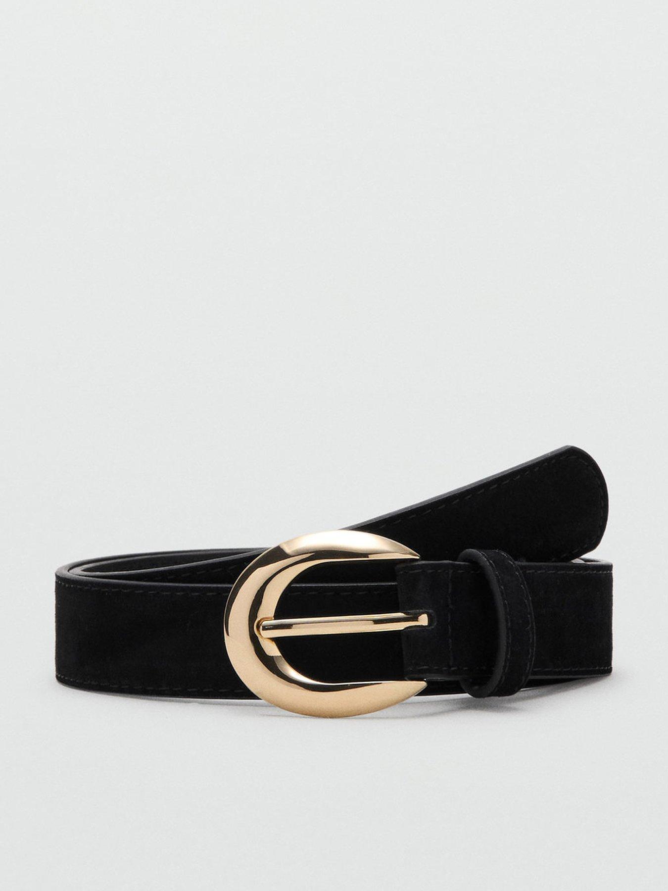 Mango Leather Belt With Oval Buckle - Black