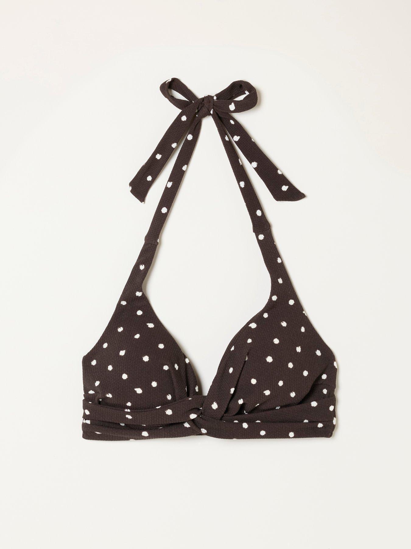 Image 6 of 6 of FatFace Polka Dot Bikini Top - Brown