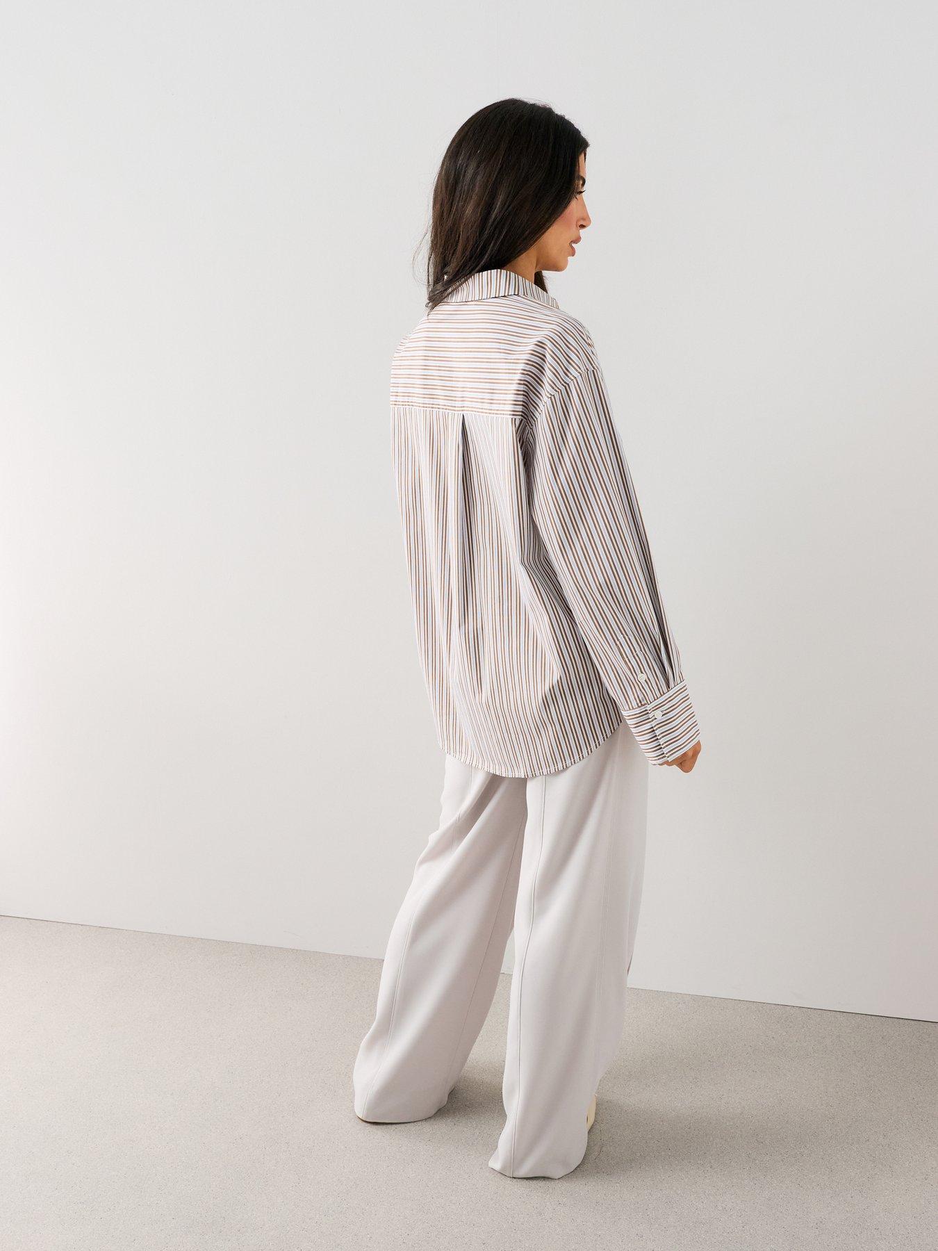 Image 2 of 7 of The Very Collection Women's Oversized Stripe Shirt - White