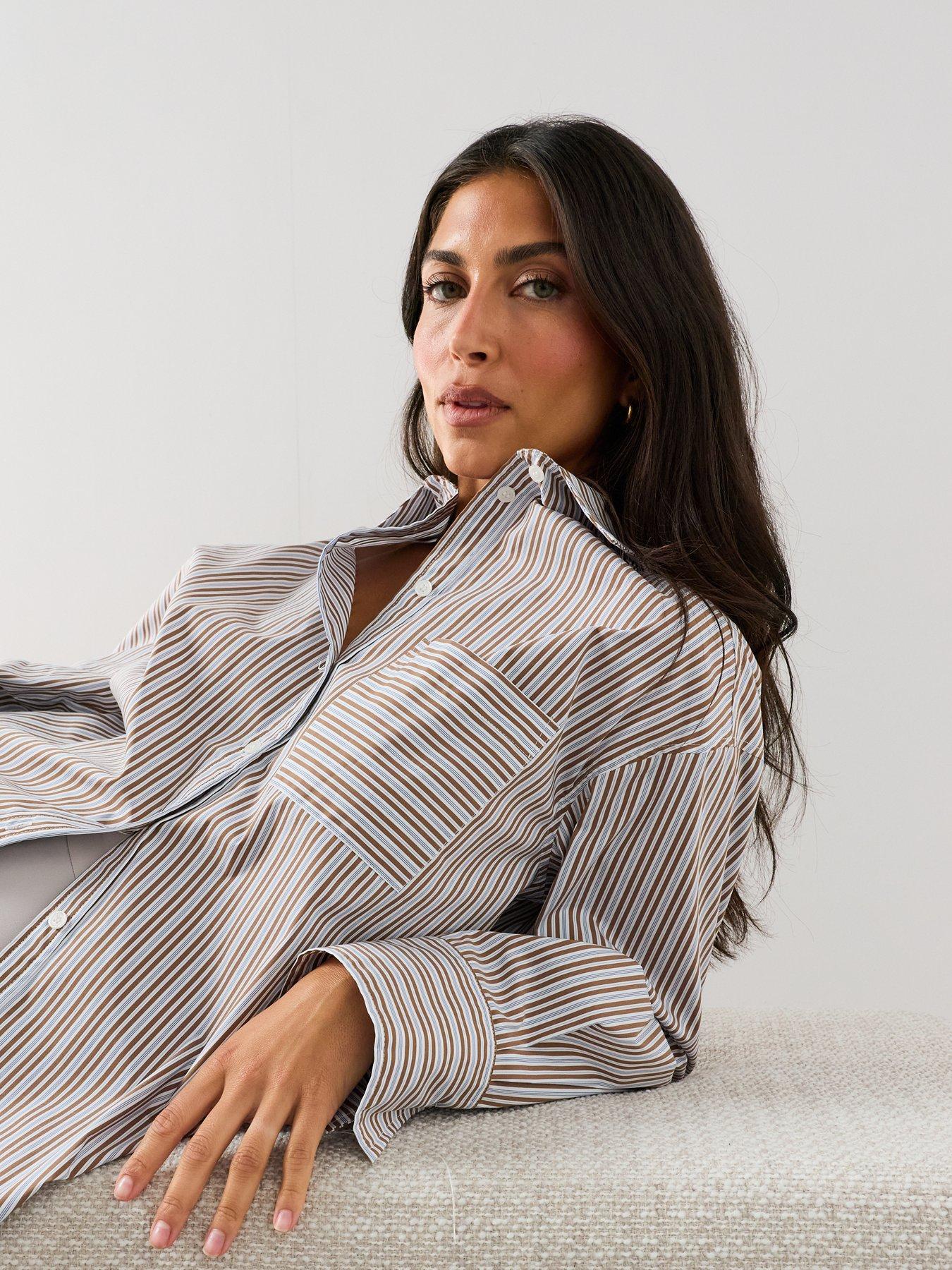 Image 5 of 7 of The Very Collection Women's Oversized Stripe Shirt - White