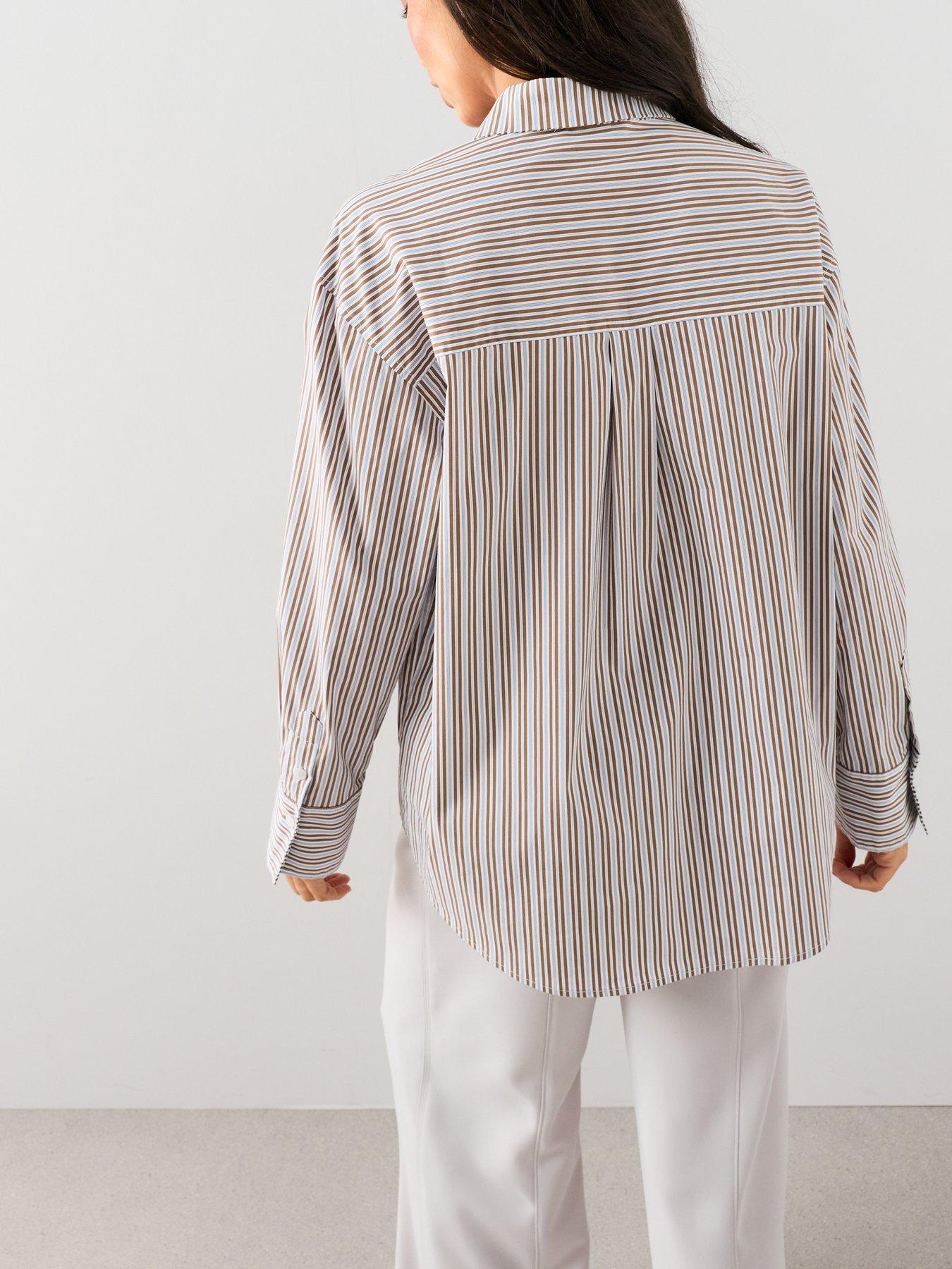 Image 6 of 7 of The Very Collection Women's Oversized Stripe Shirt - White