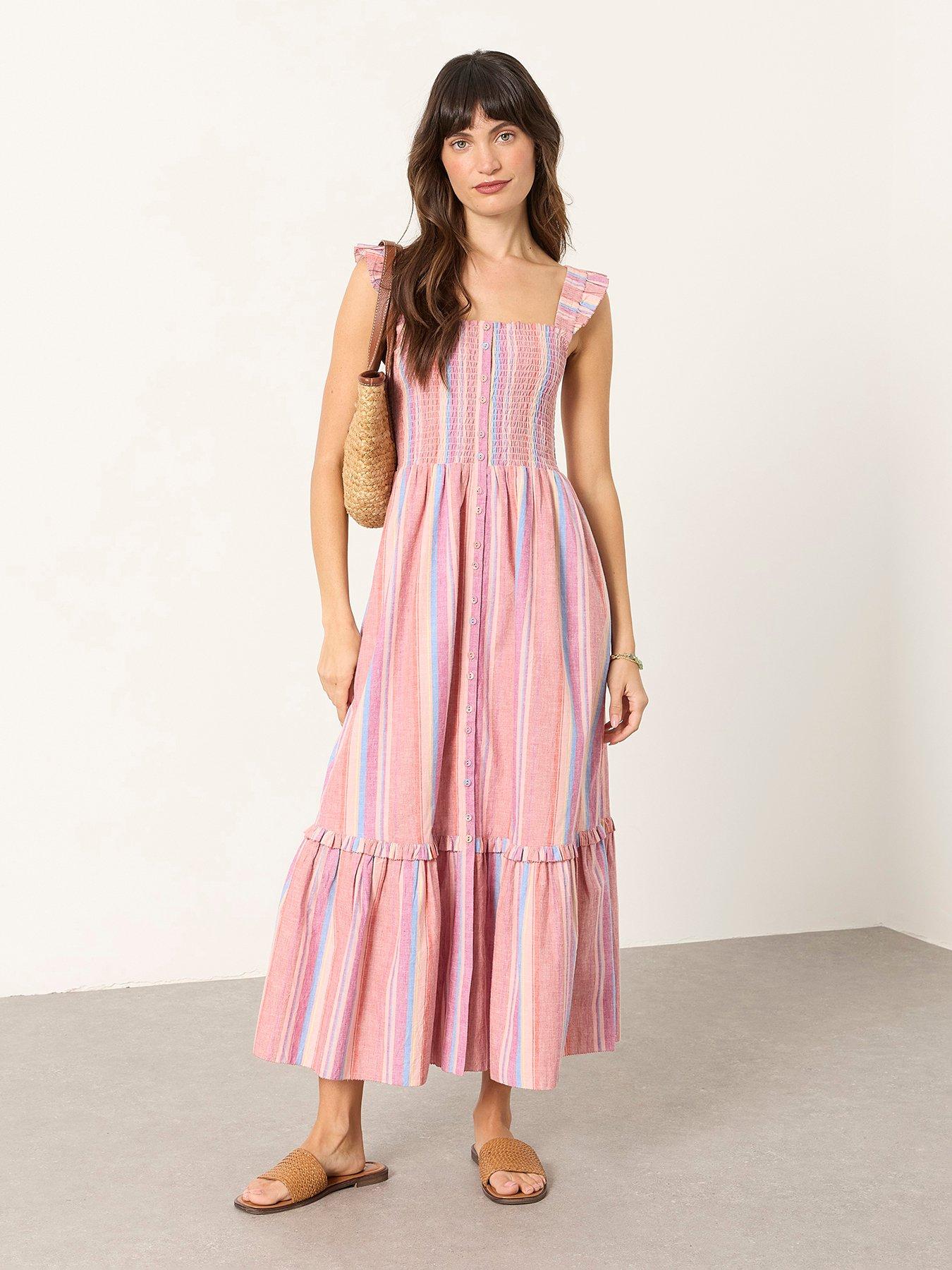 Image 1 of 6 of FatFace Eva Pink Regular Midi Dress - Pink