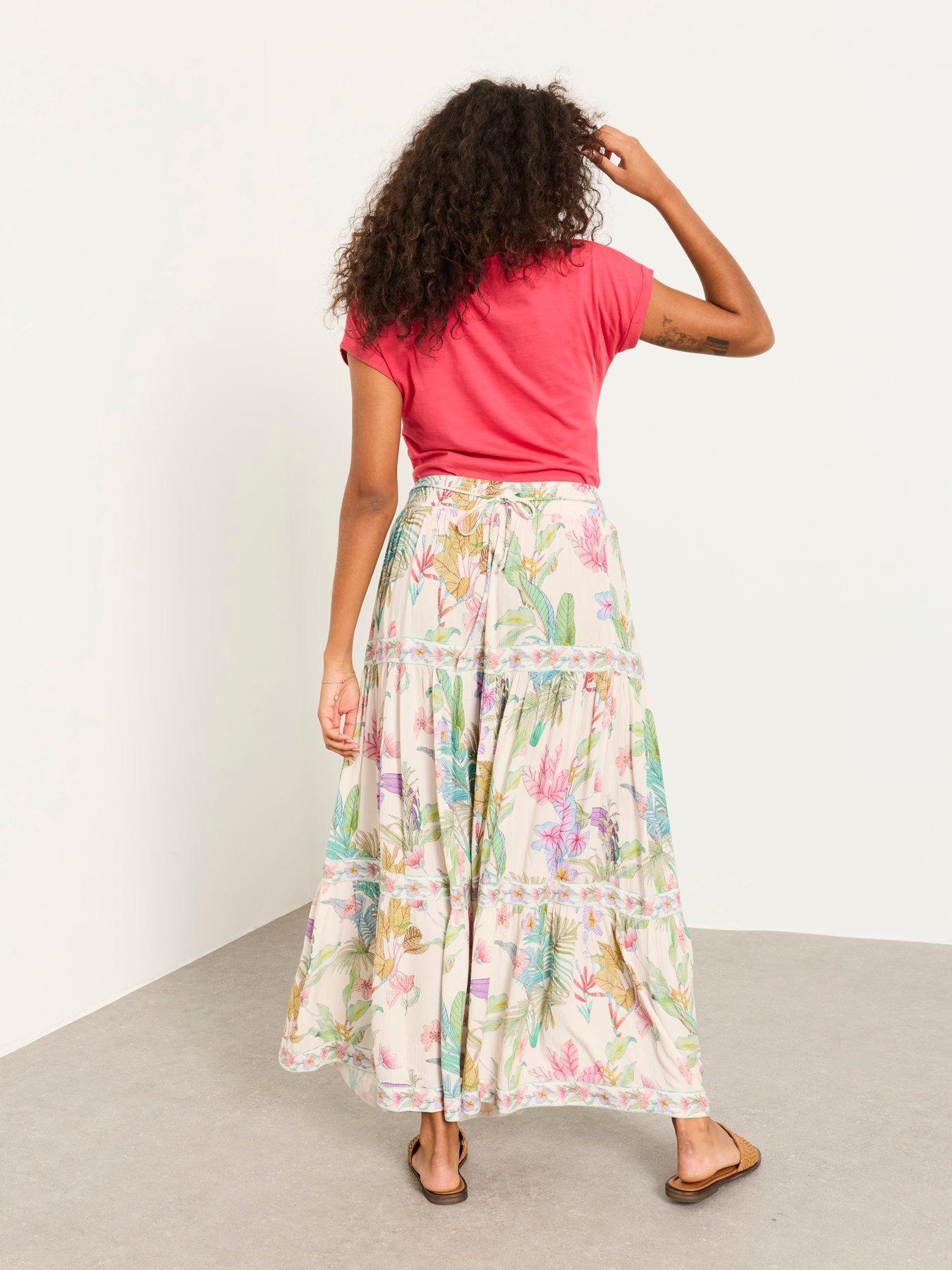Image 2 of 7 of FatFace Jayla Tropical Maxi Skirt - Cream