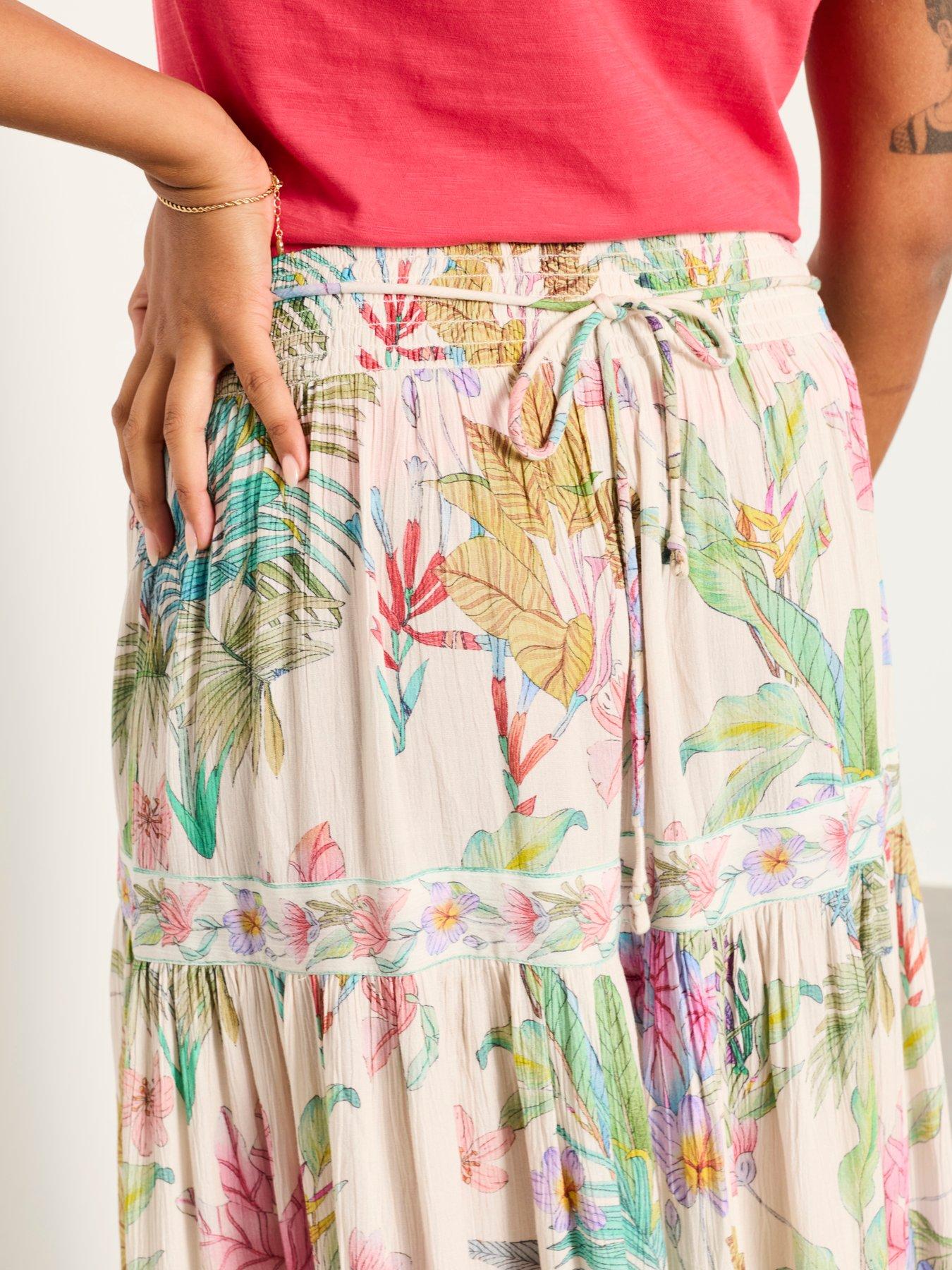 Image 5 of 7 of FatFace Jayla Tropical Maxi Skirt - Cream