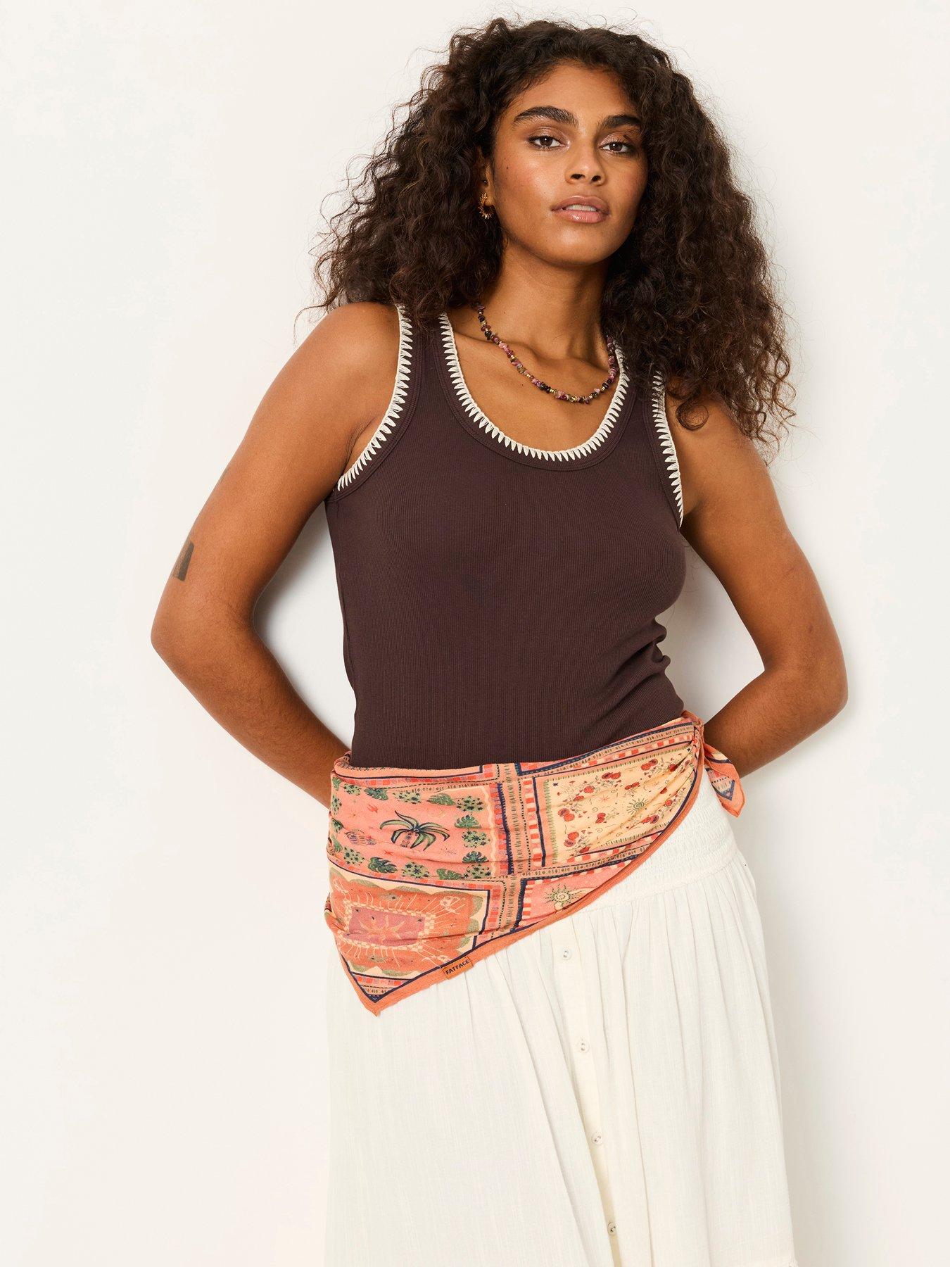 FatFace Bella Rib Vest - Brown