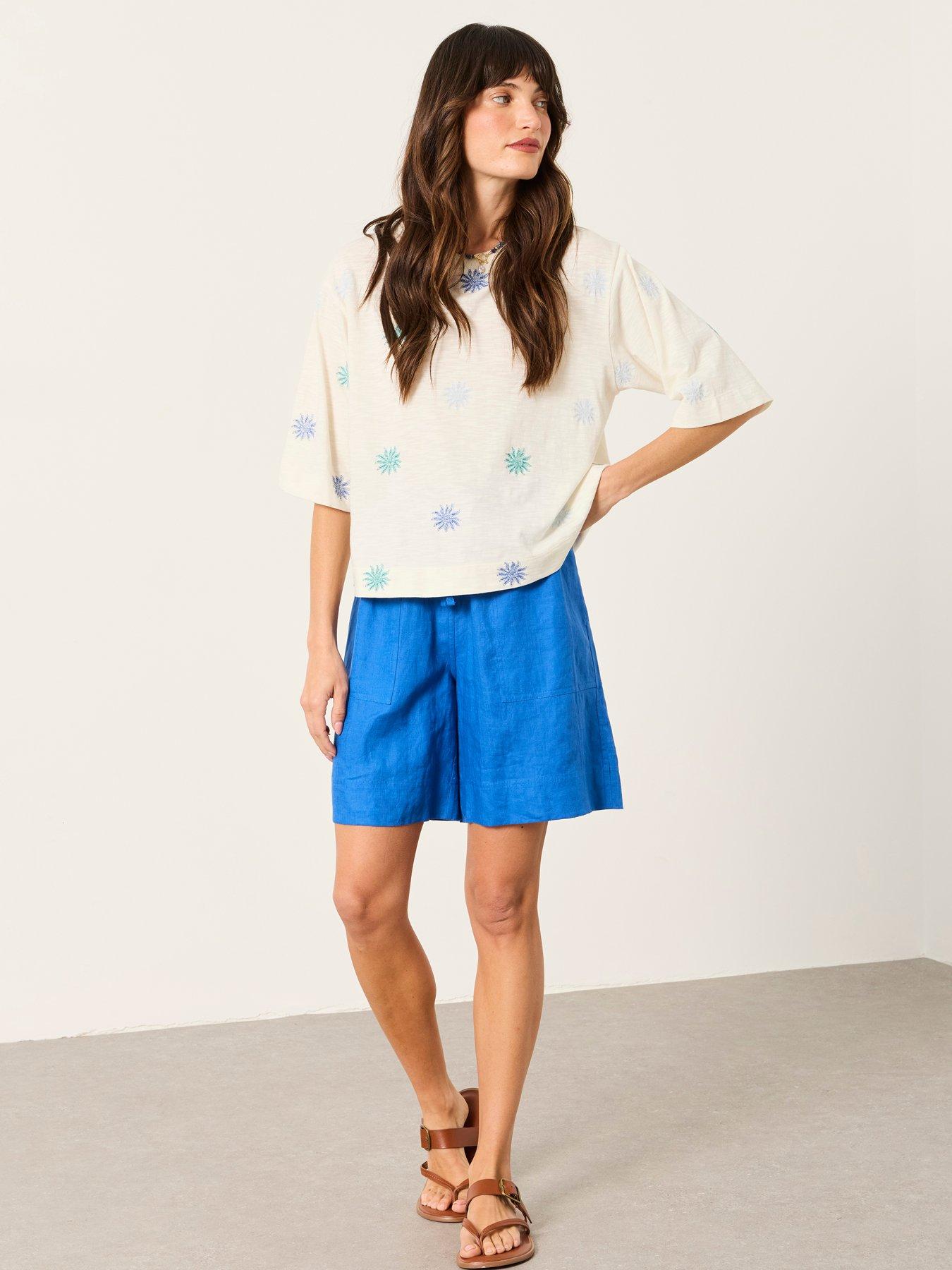Image 3 of 7 of FatFace Kate Sun Tile Embroidered Top - Cream