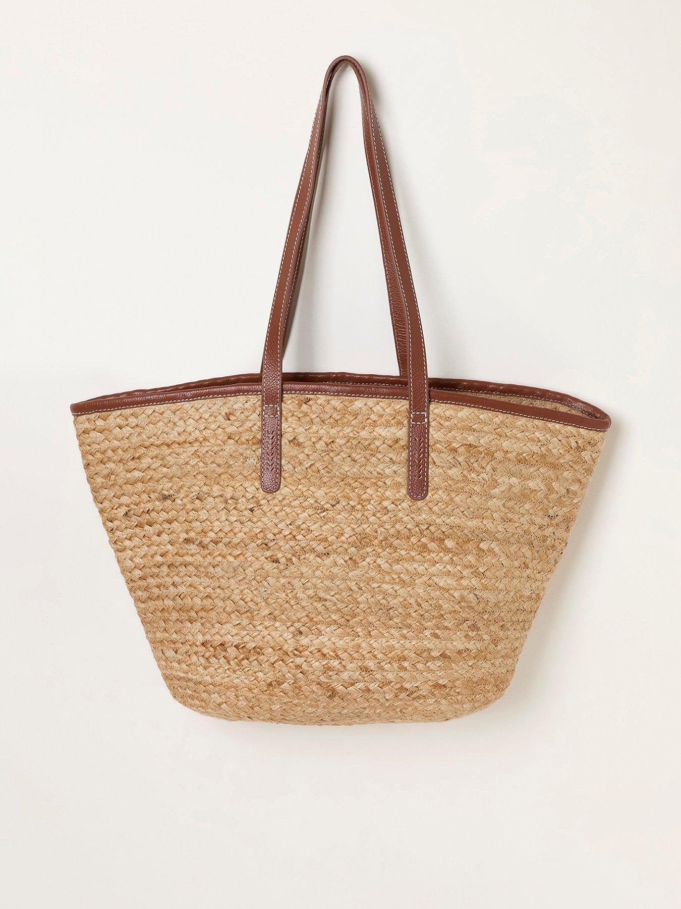 FatFace Raffia Tote Bag - Beige