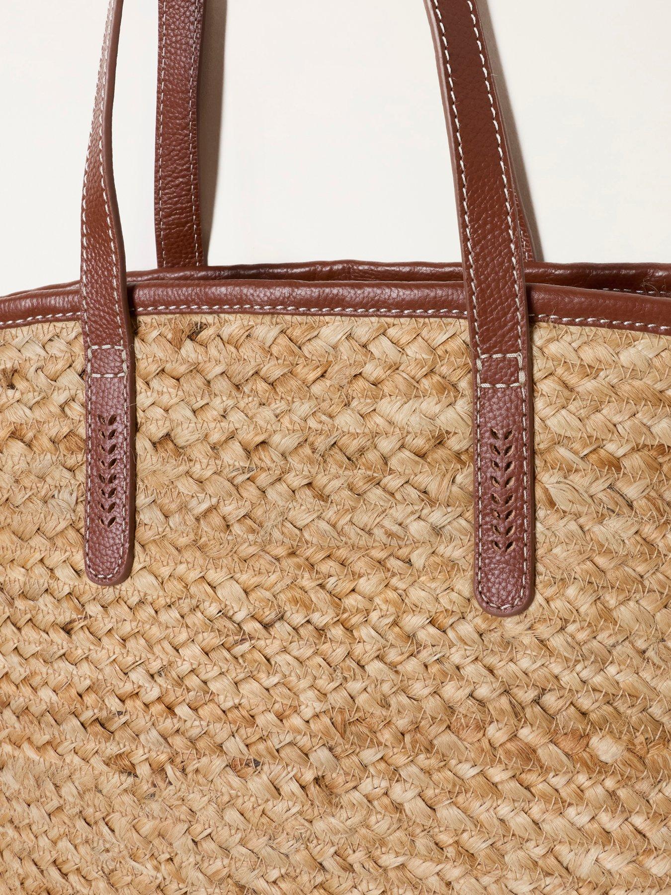 Image 2 of 3 of FatFace Raffia Tote Bag - Beige