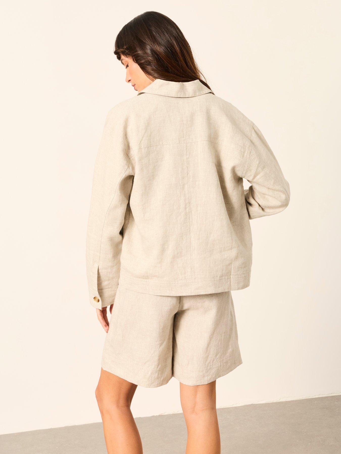 Image 2 of 7 of FatFace Darcy Stone Linen Jacket - Beige