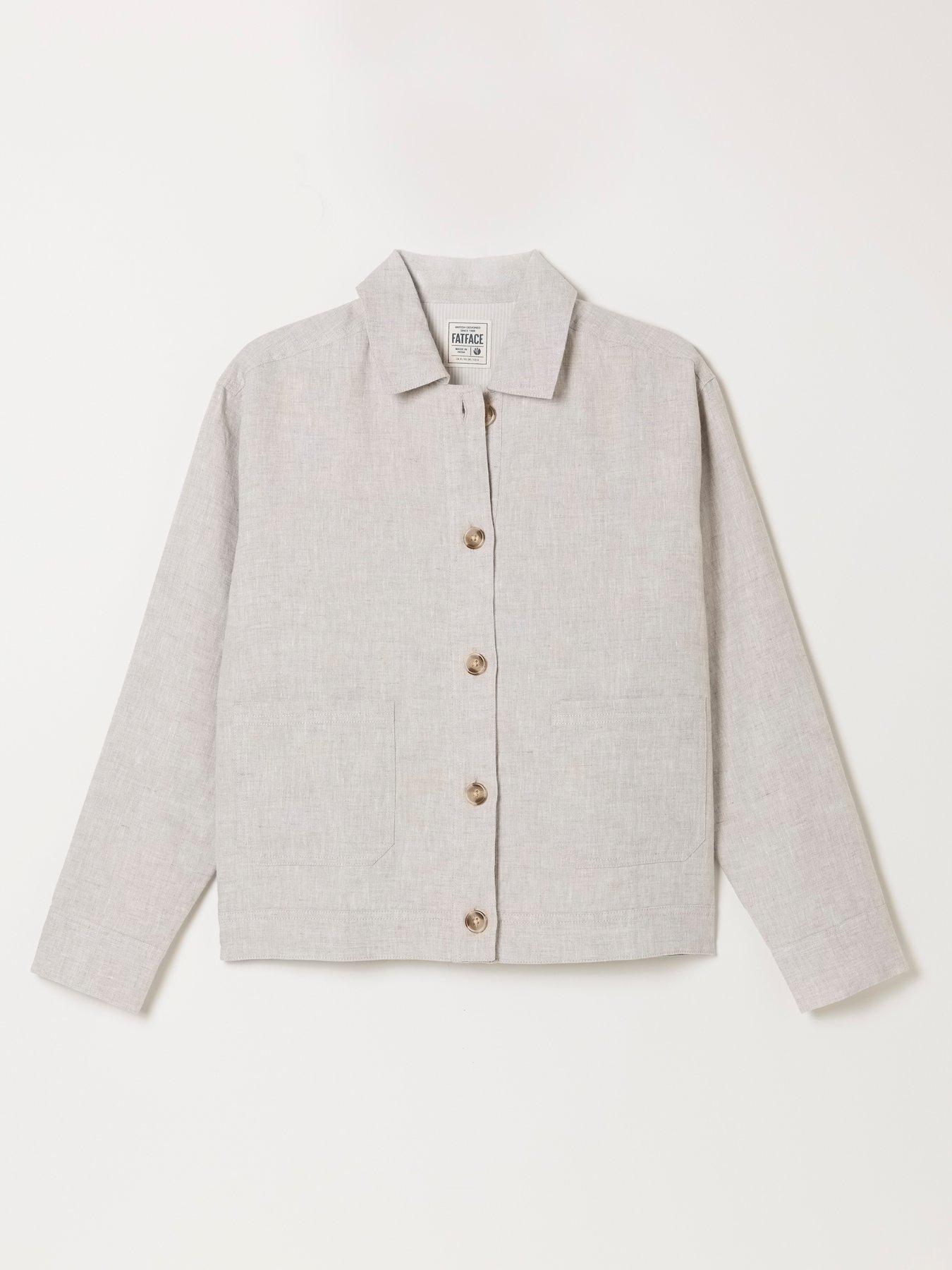 Image 7 of 7 of FatFace Darcy Stone Linen Jacket - Beige