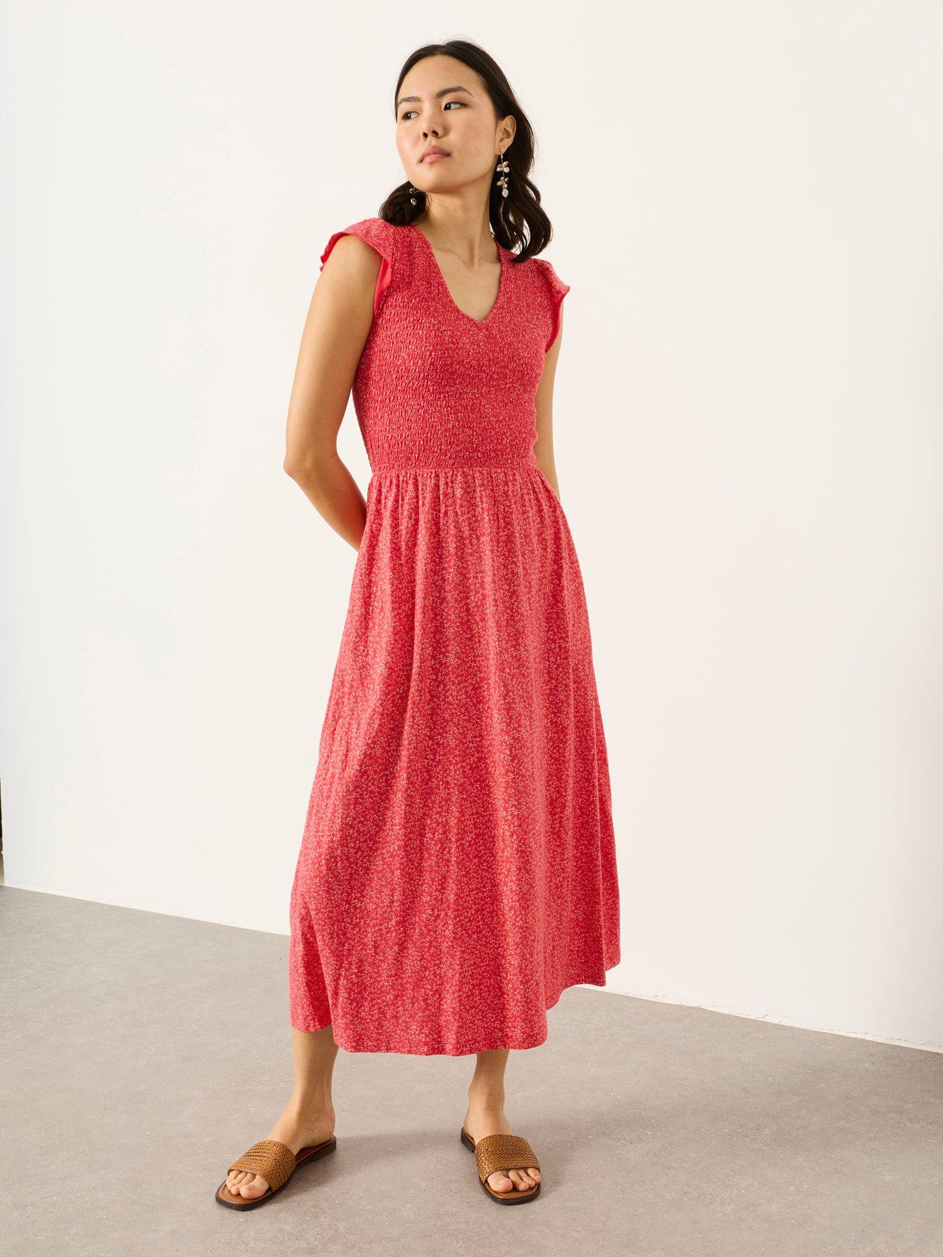 Image 1 of 6 of FatFace Demi Jersey Dress - Coral