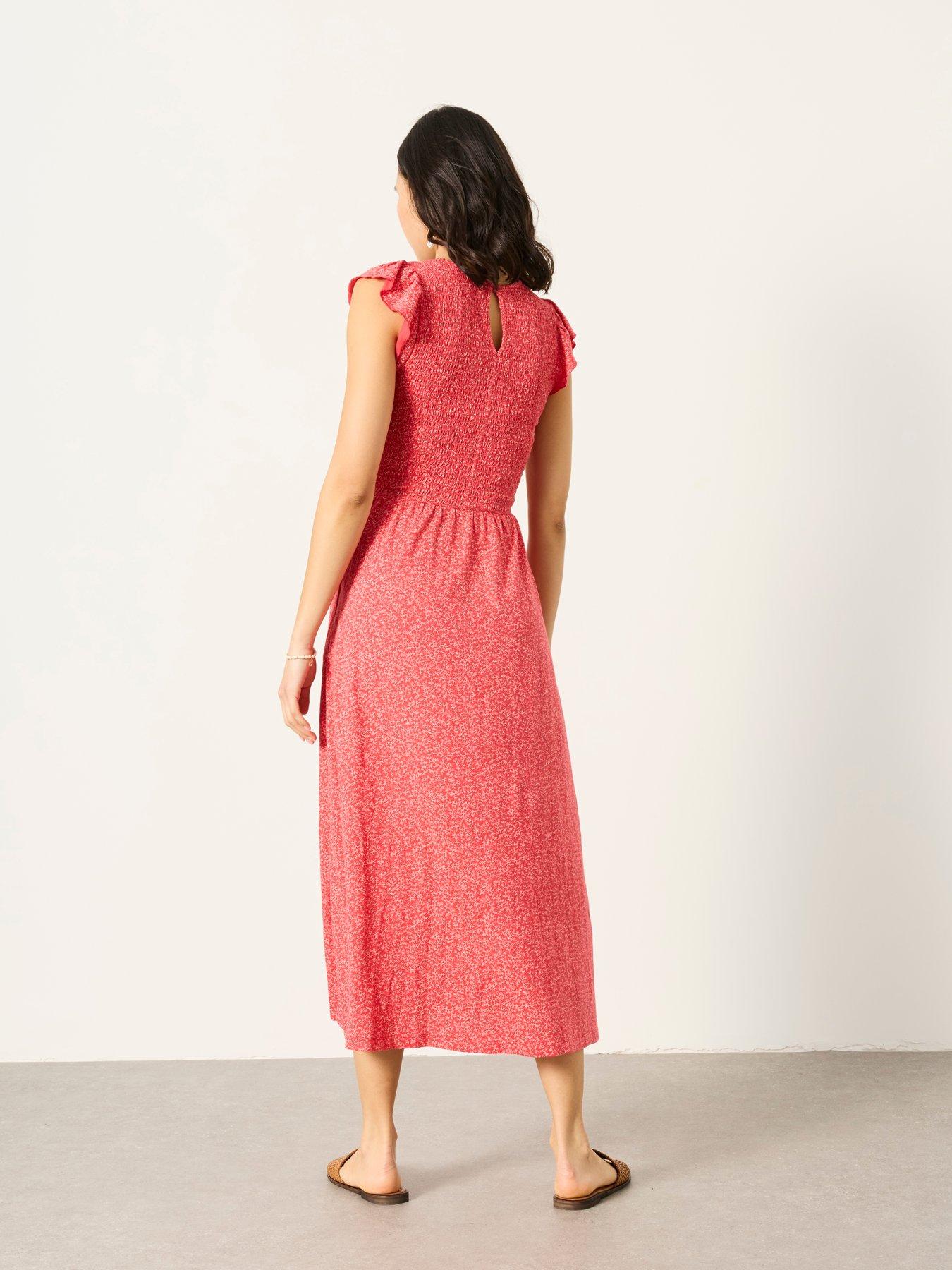 Image 2 of 6 of FatFace Demi Jersey Dress - Coral