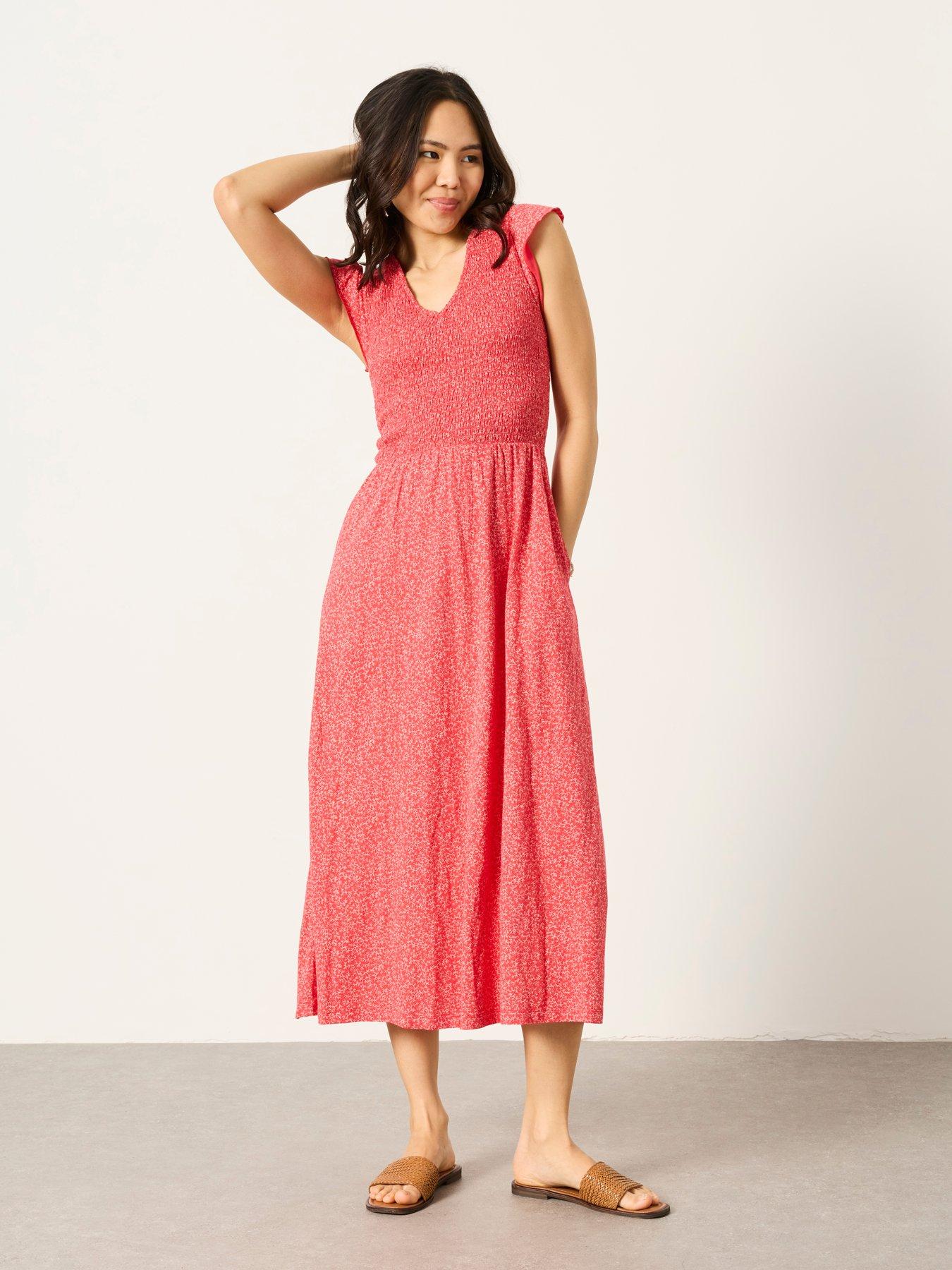 Image 3 of 6 of FatFace Demi Jersey Dress - Coral