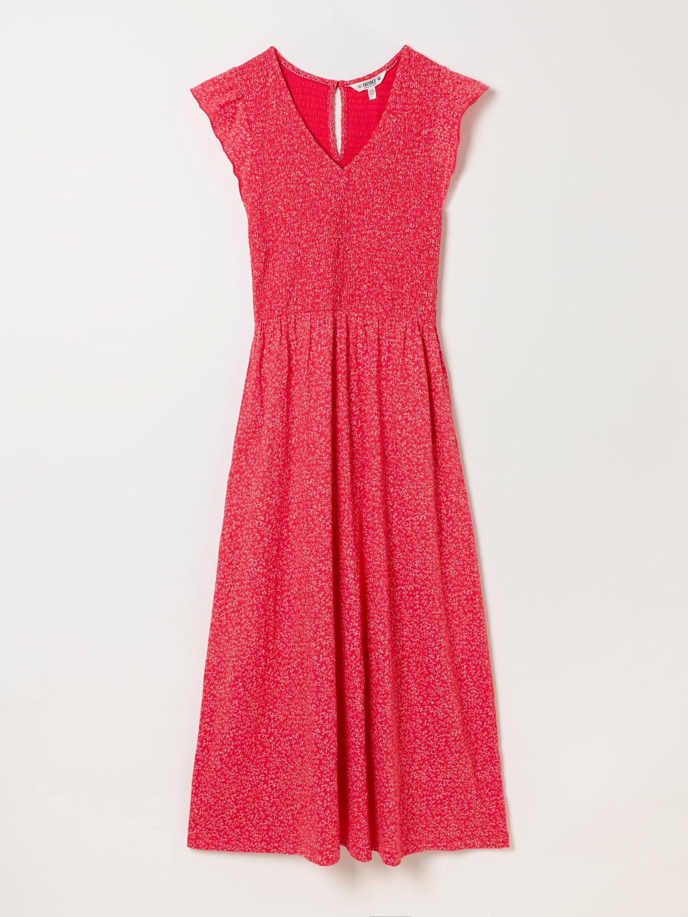 Image 6 of 6 of FatFace Demi Jersey Dress - Coral