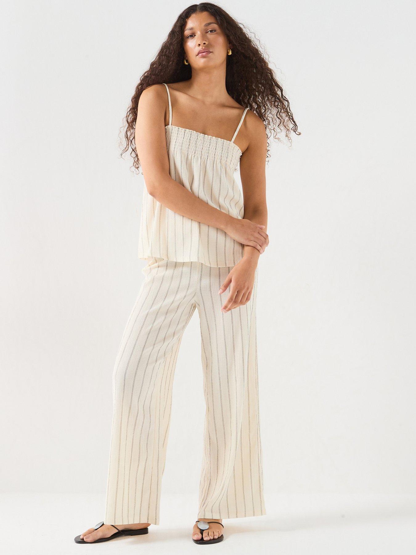 Image 1 of 6 of Only Onlmika Wide Loose Stripe Pant Jrs