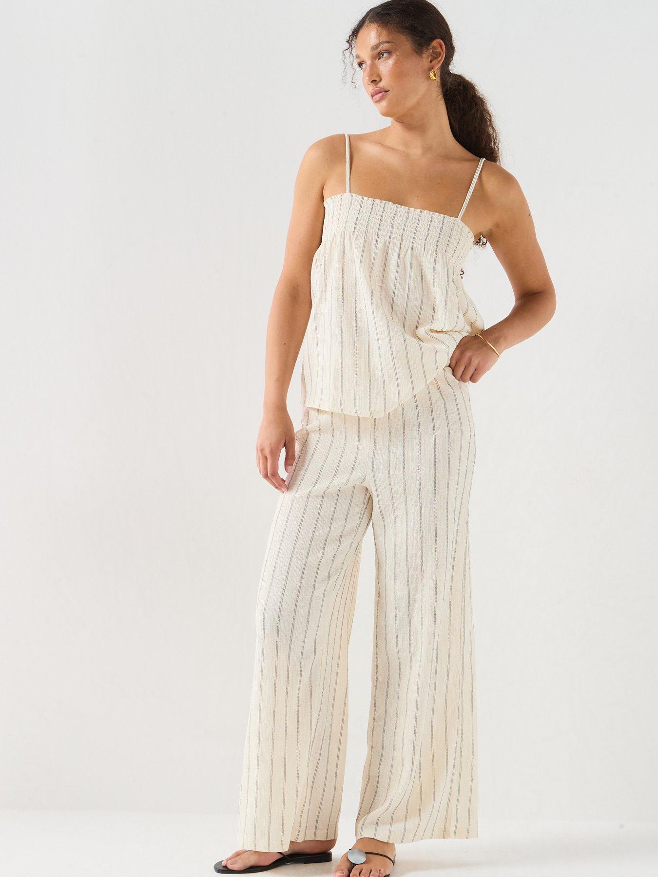 Image 3 of 6 of Only Onlmika Wide Loose Stripe Pant Jrs