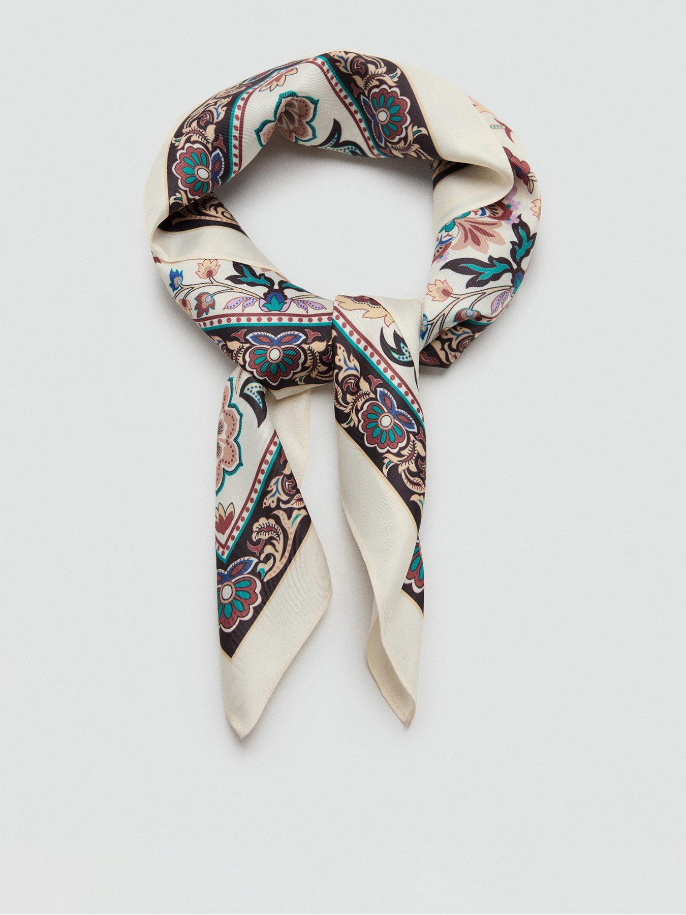Mango Floral Print Scarf - Cream