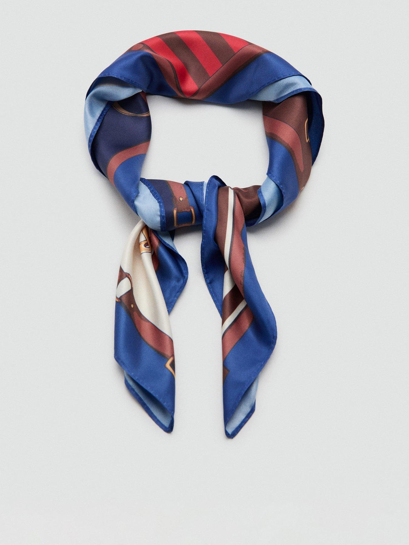 Mango Abstract-Print Scarf - Blue