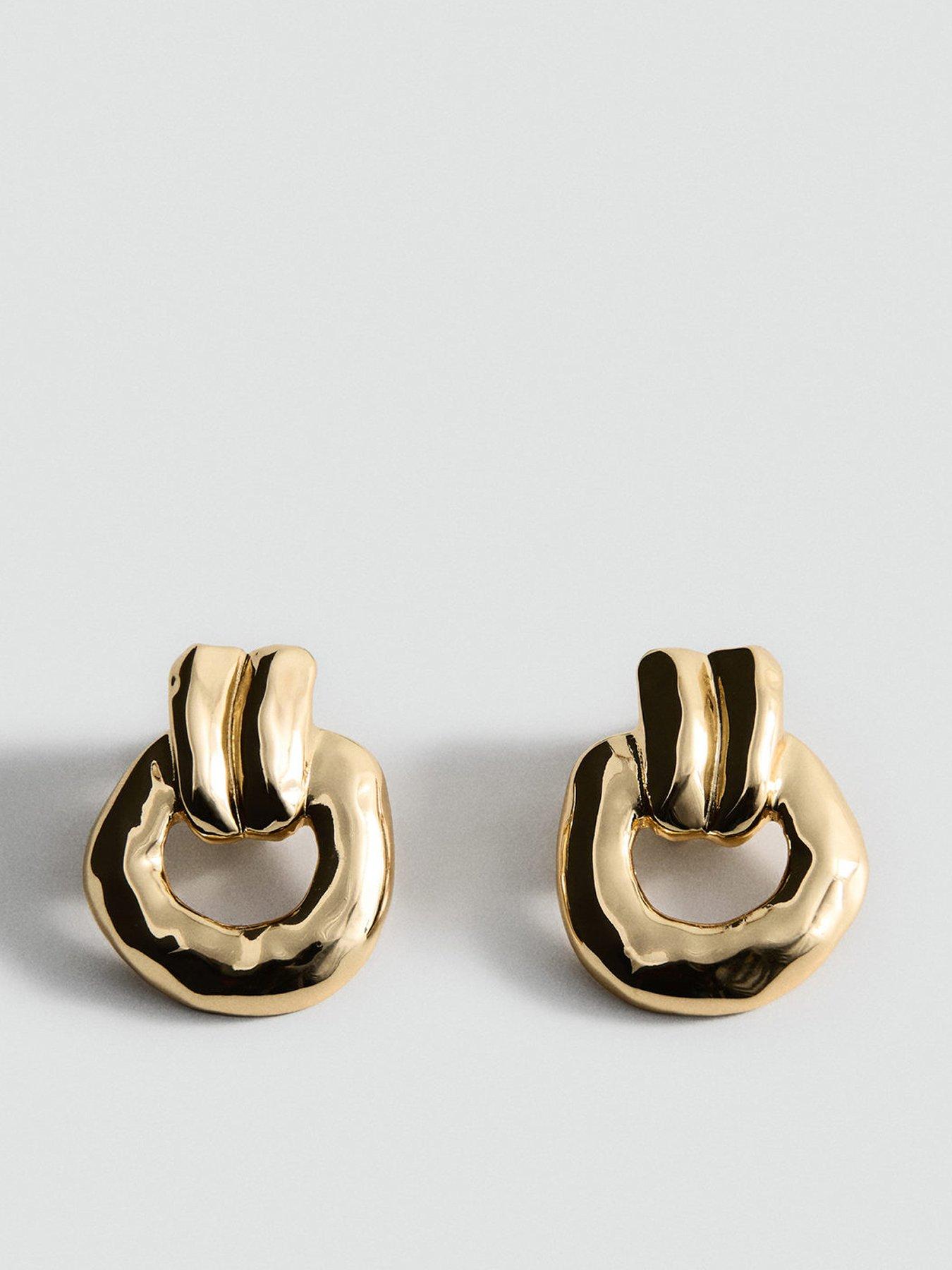 Mango Embossed Hoop Earrings - Gold