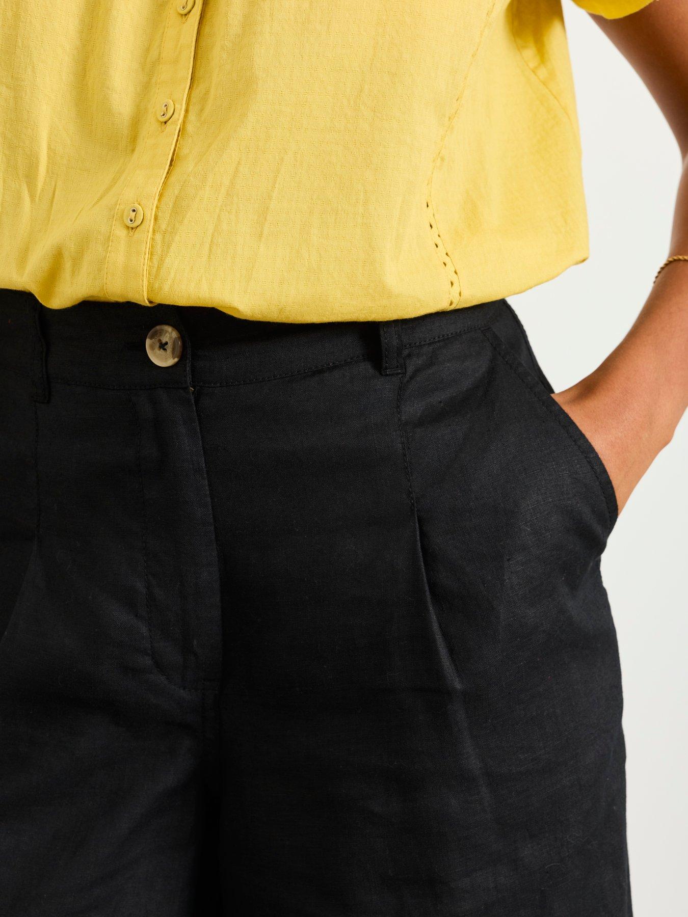 Image 5 of 6 of FatFace Anya Linen Crop Trousers - Black