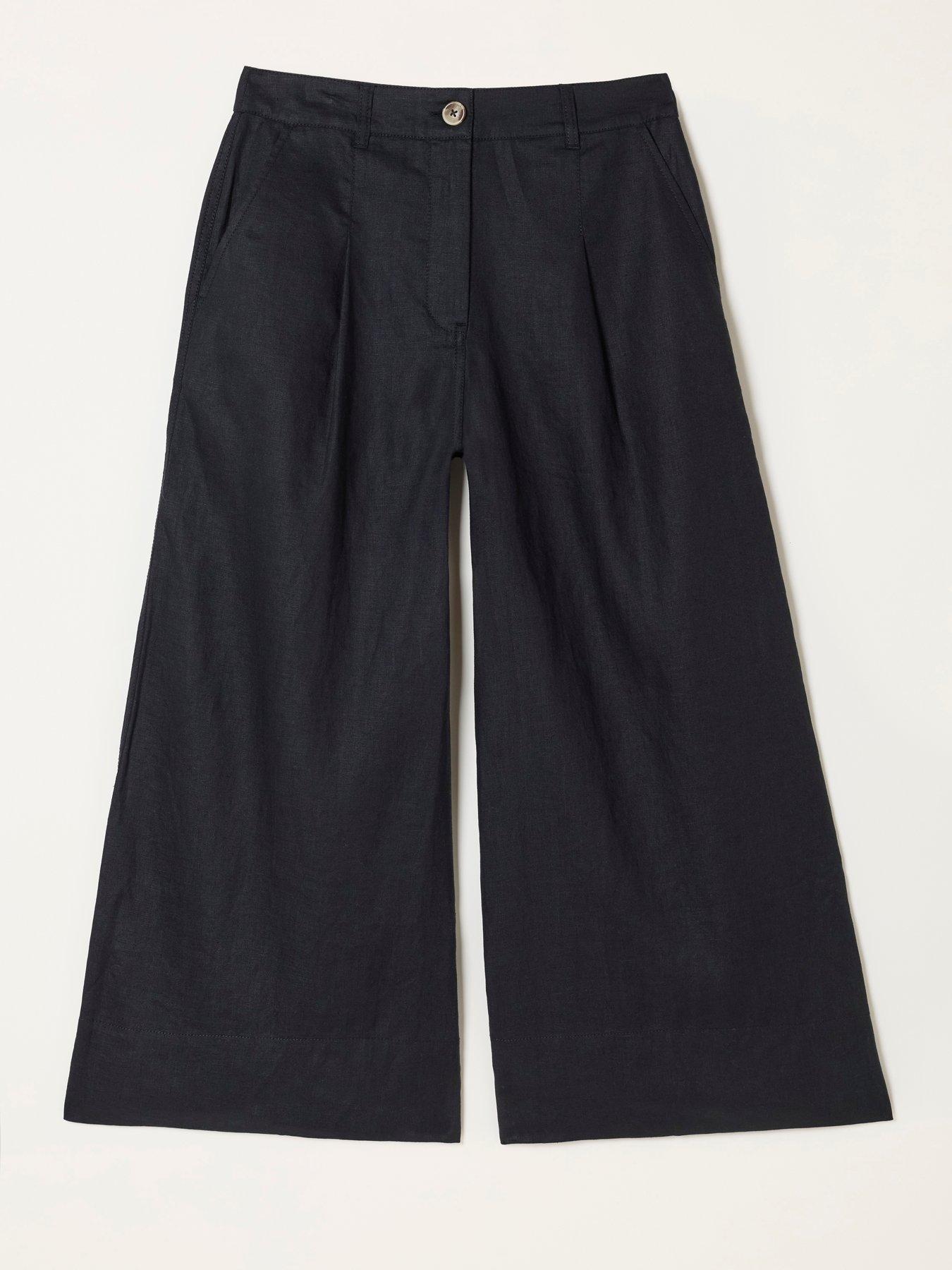 Image 6 of 6 of FatFace Anya Linen Crop Trousers - Black