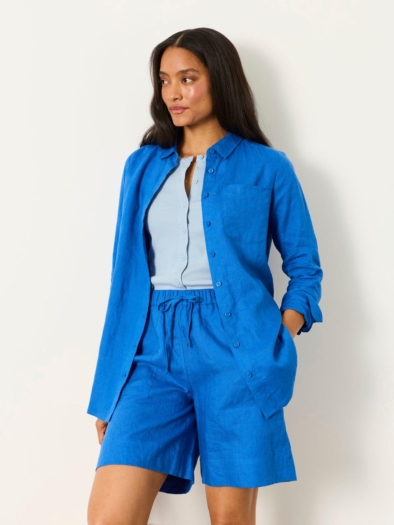 FatFace Olivia Linen Shirt - Blue