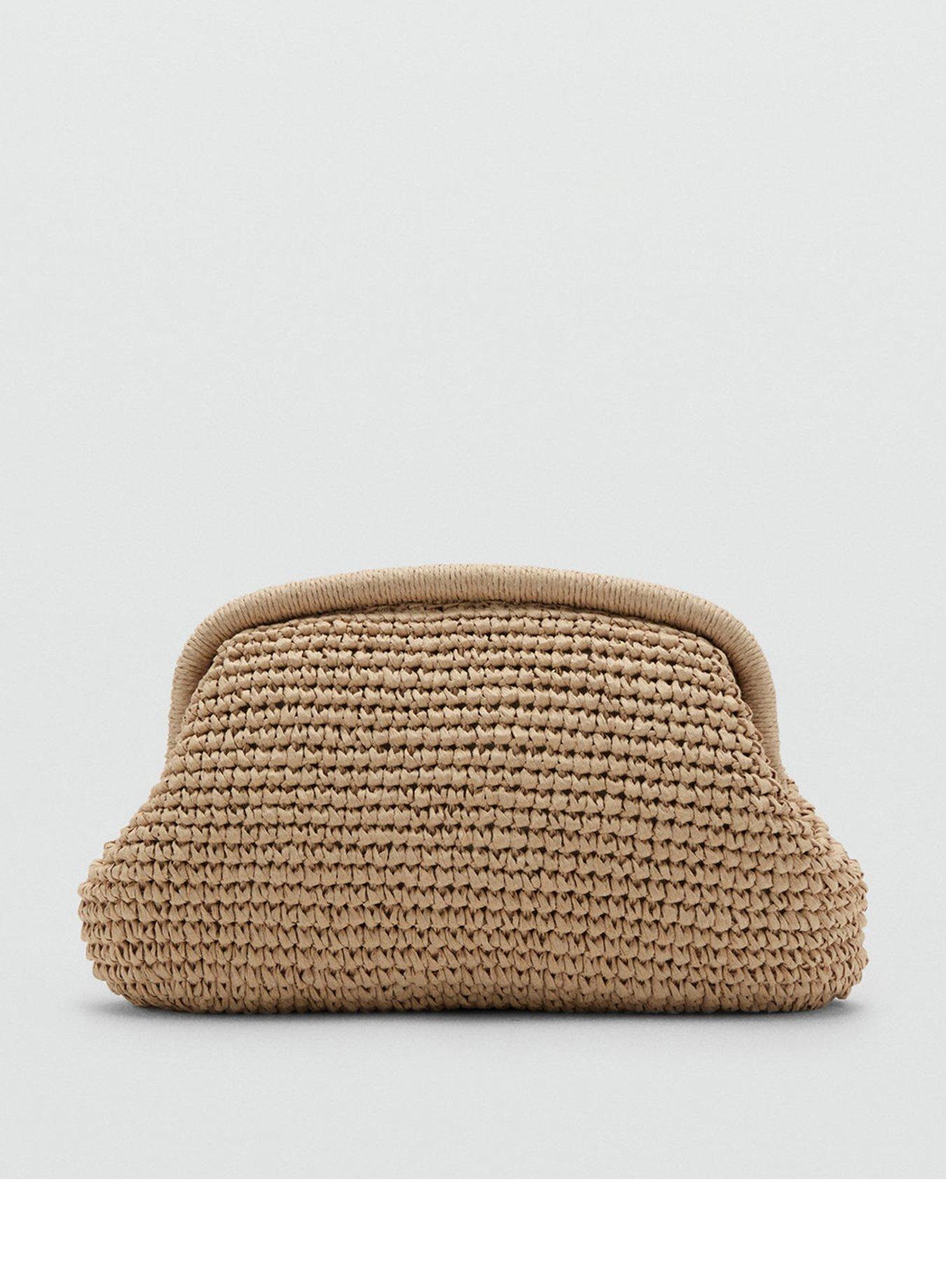 Mango Natural Fiber Clutch Bag - Beige